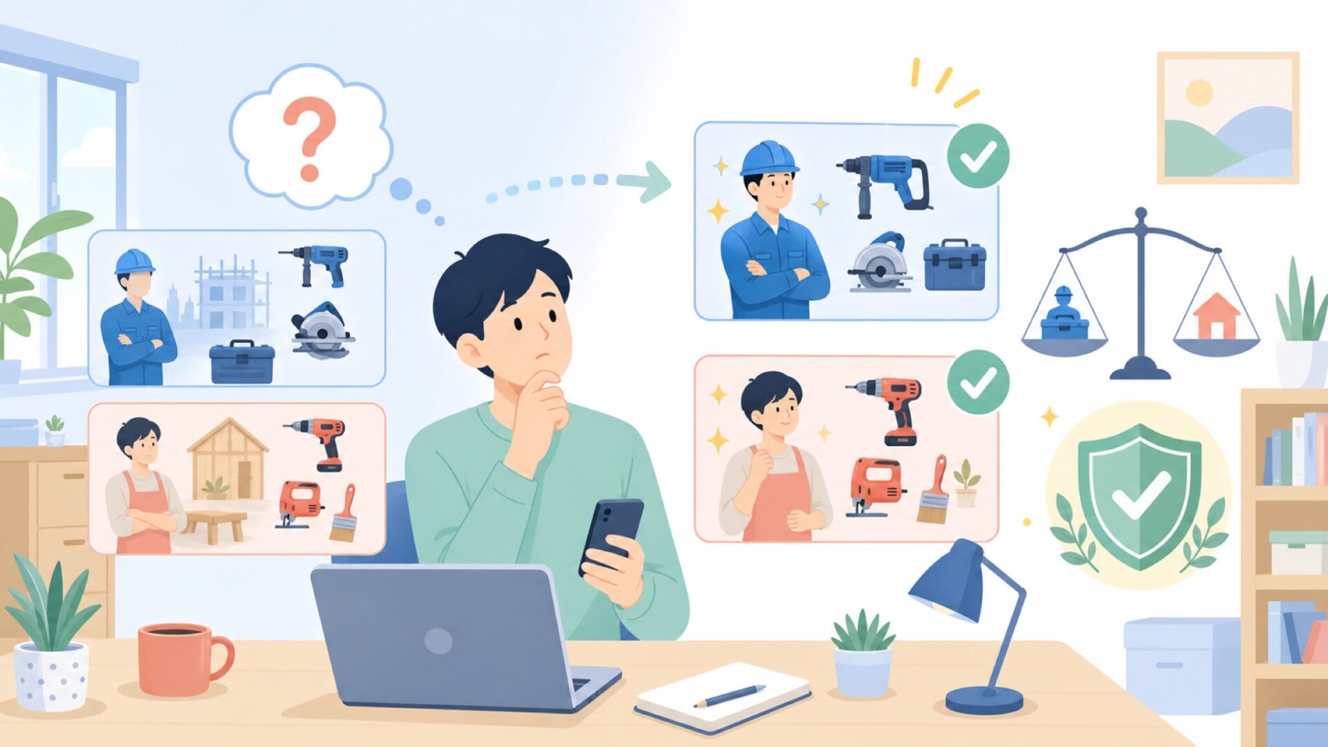 DEWALTはプロ向け？DIY向け？——正直な適性診断を表すイラスト