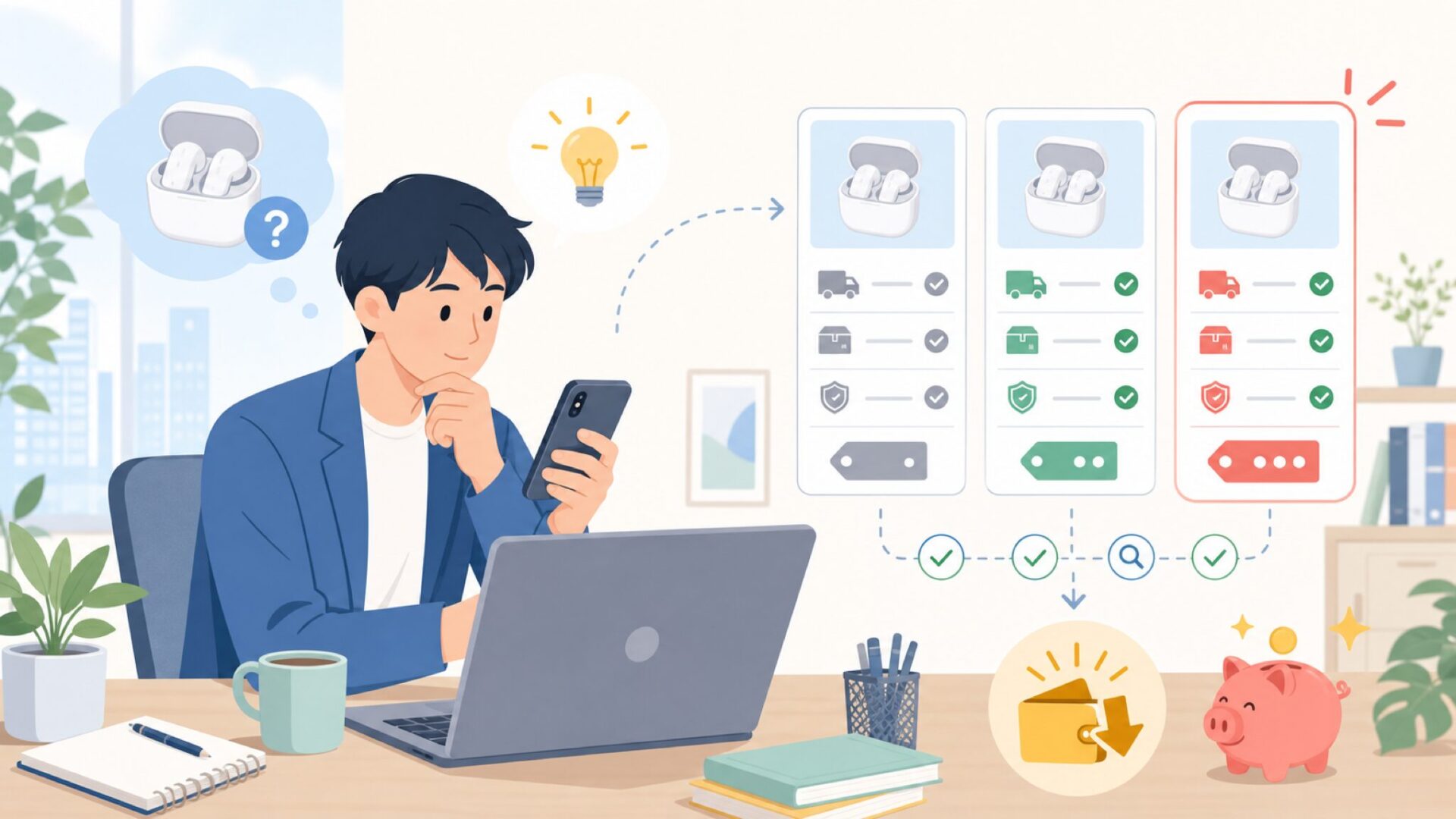 AmazonでAirpherをできるだけ安く手に入れるコツを表すイラスト
