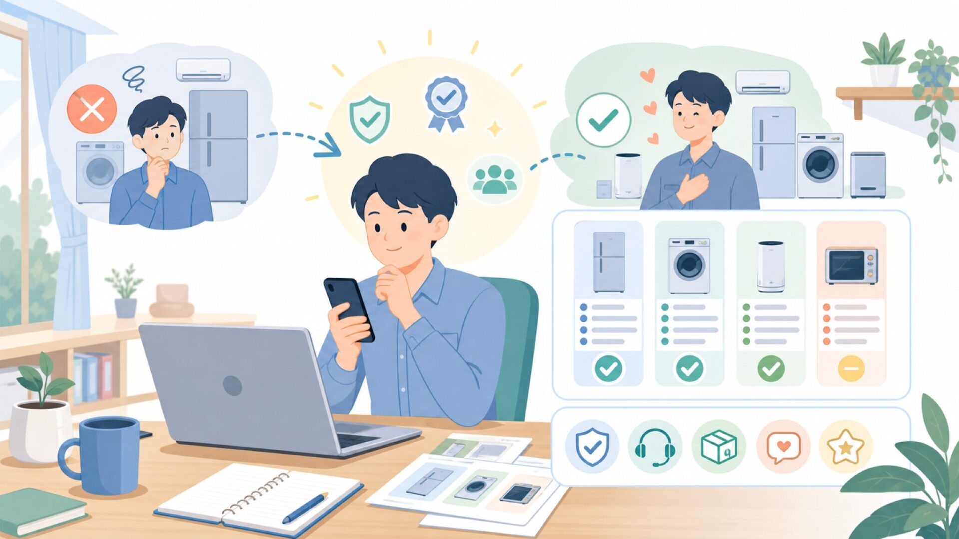 中国製家電ブランドとの正しい付き合い方を表すイラスト