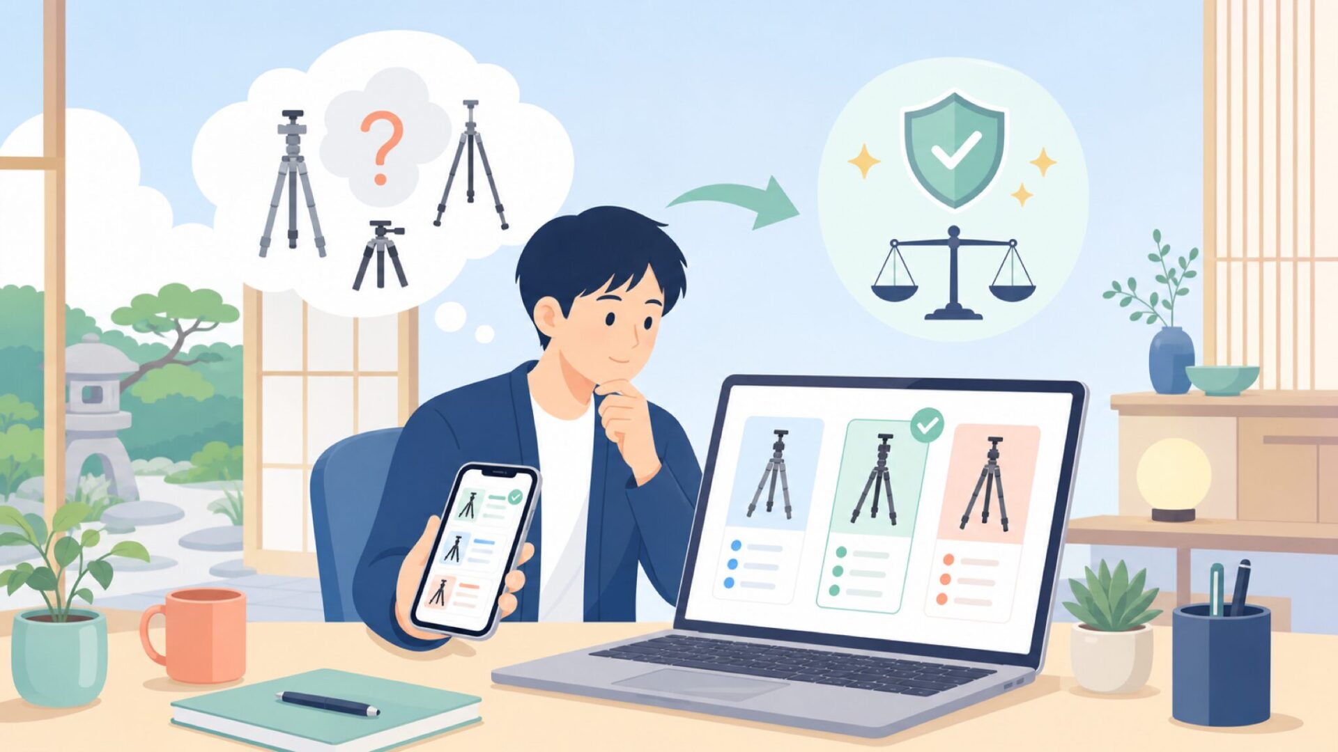 Leofotoと競合ブランドを徹底比較——あなたにはどれが合う？を表すイラスト