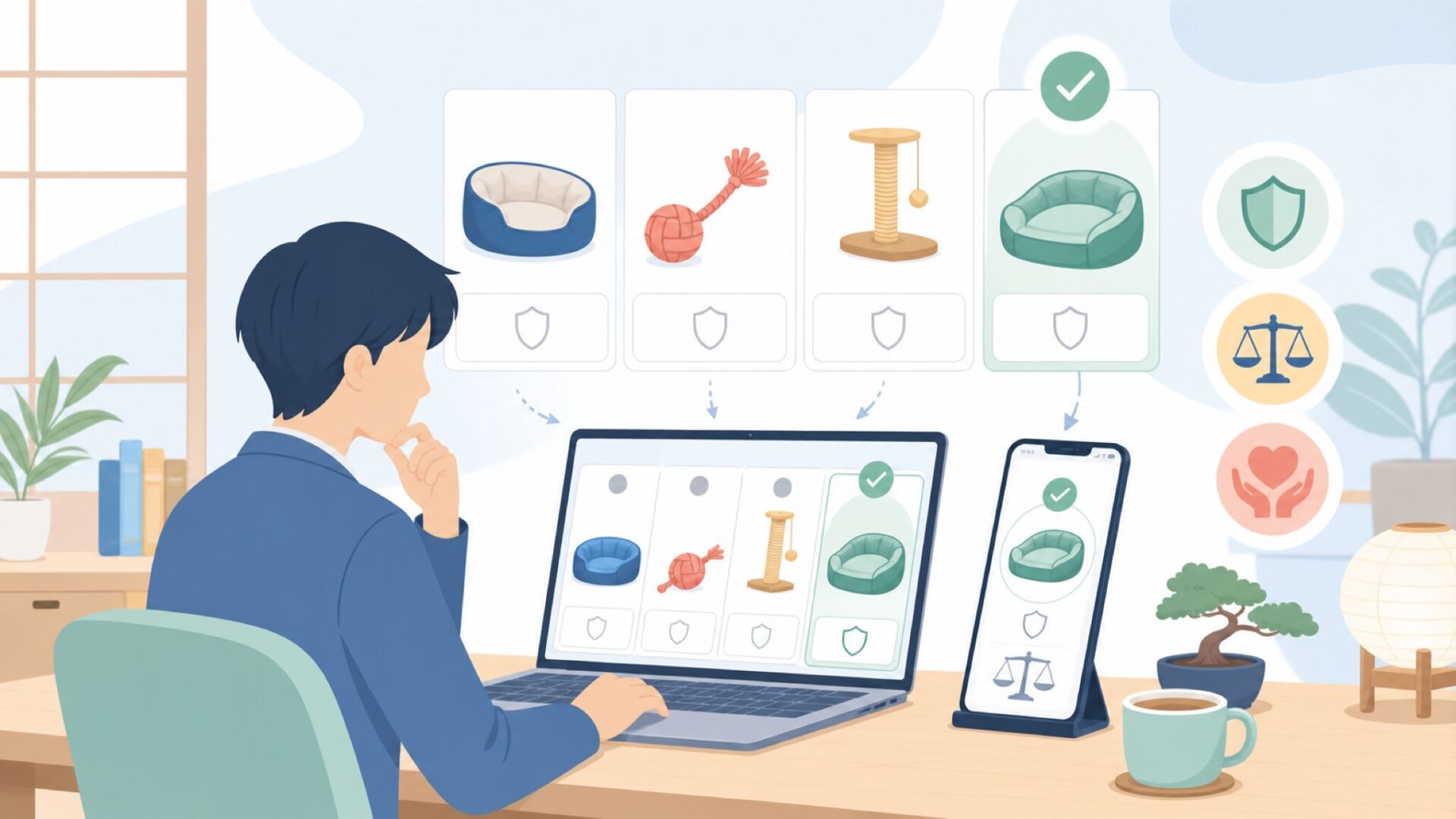 同価格帯の競合ブランドとPawiseの立ち位置を表すイラスト