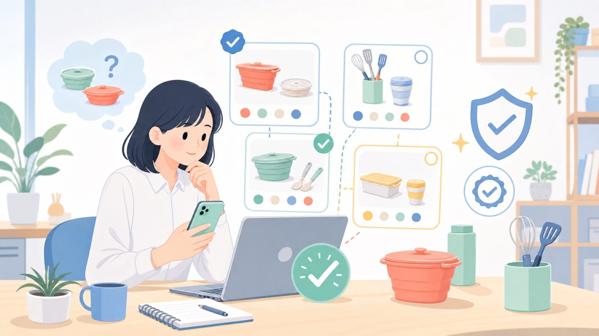 日本でLekueを買う——正規店・価格帯・選び方のすべてを表すイラスト