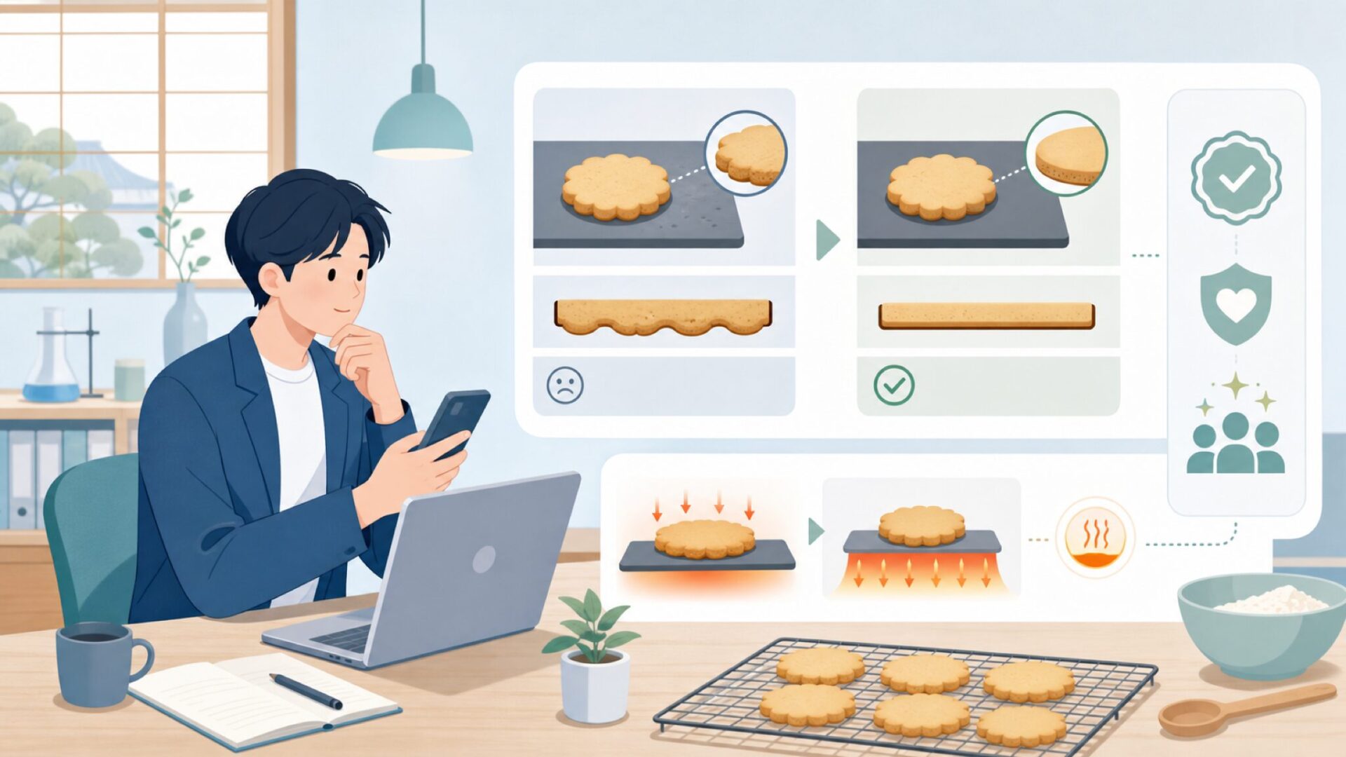 絞り出しクッキーで実感——仕上がりが変わる理由を表すイラスト