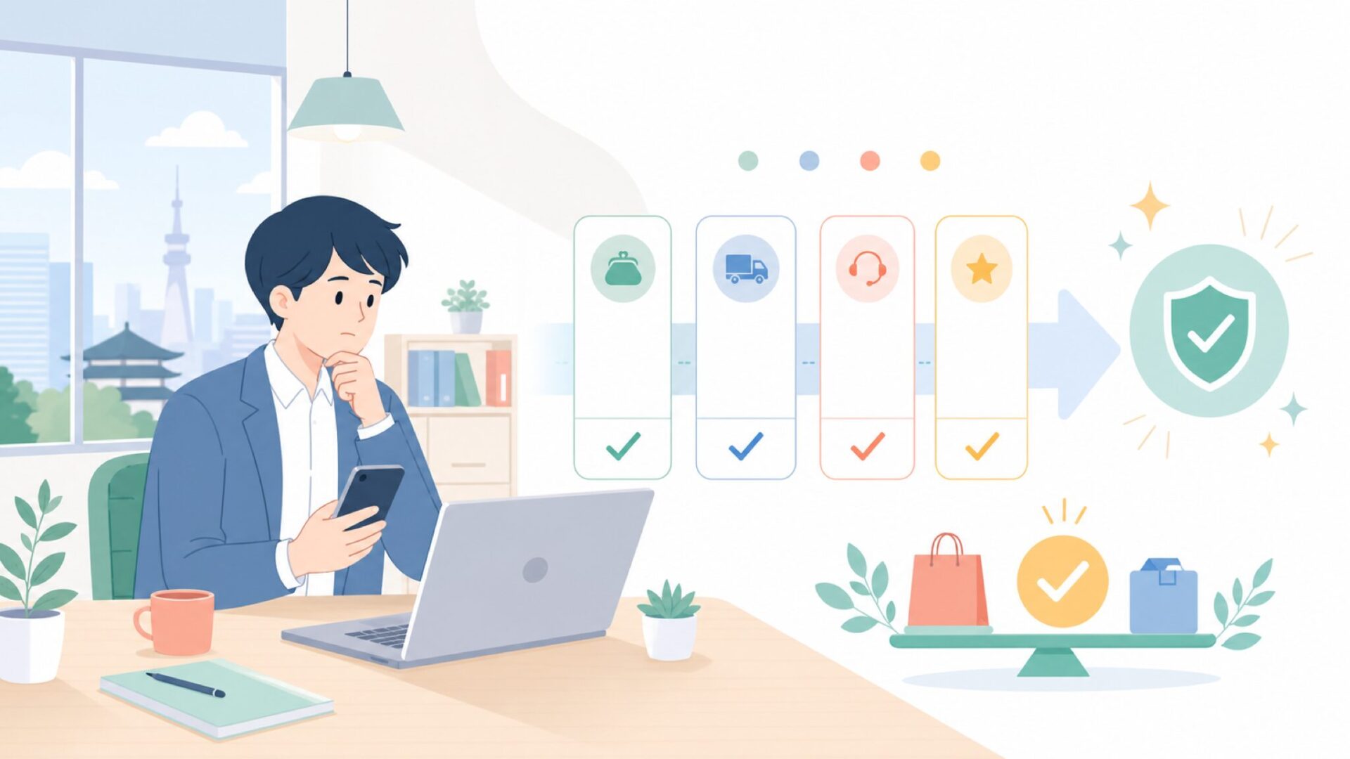 MakeIDはどこで買うのがお得？購入場所を徹底比較を表すイラスト