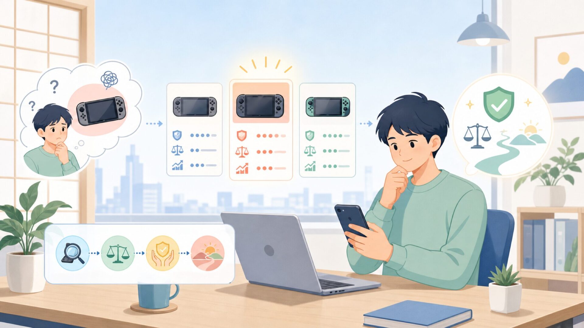 AYANEOは買って後悔しない？将来性を見極める視点を表すイラスト