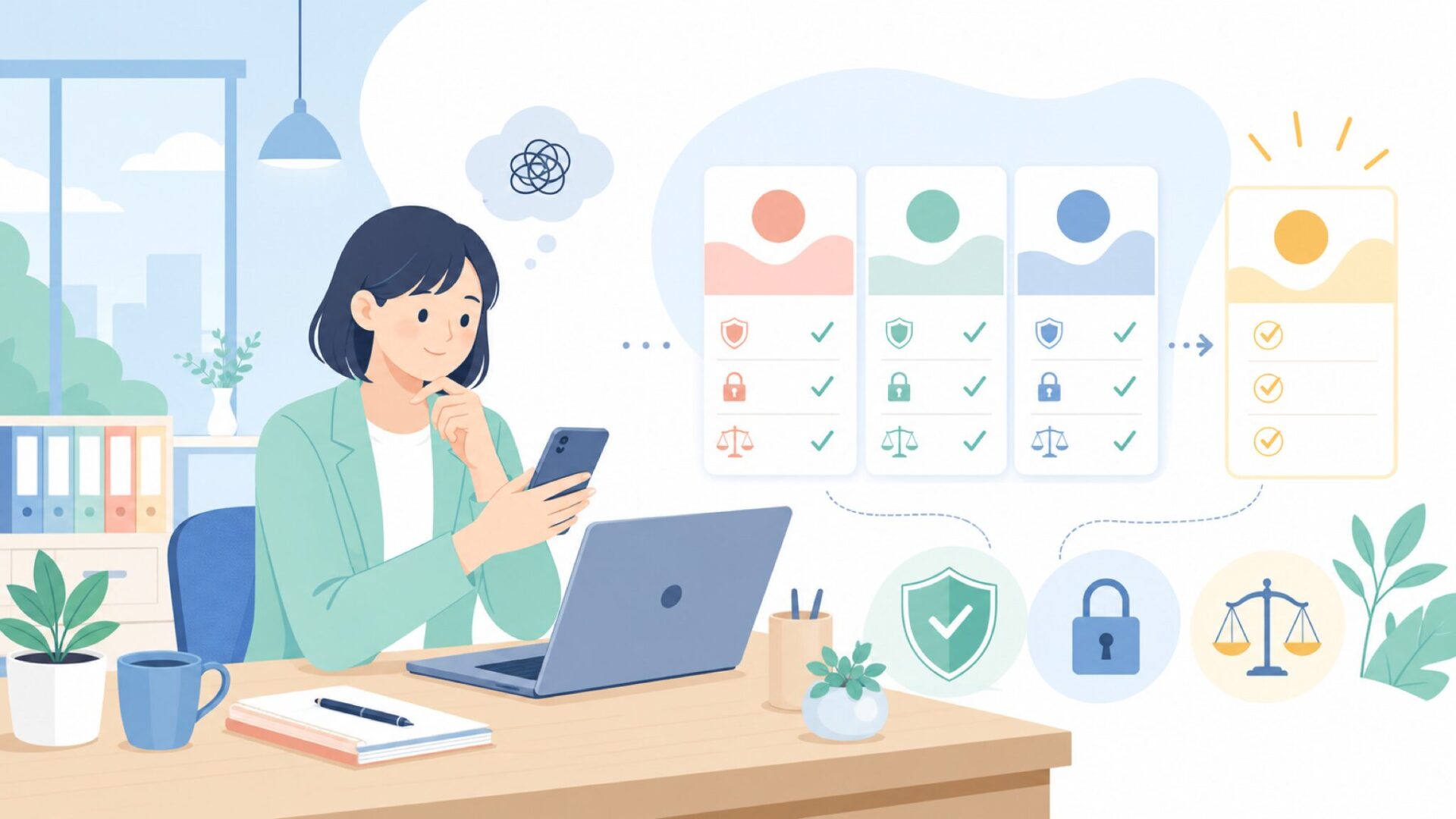 StripeやPayPalとどう違う？Adyenを選ぶメリットと注意点を表すイラスト