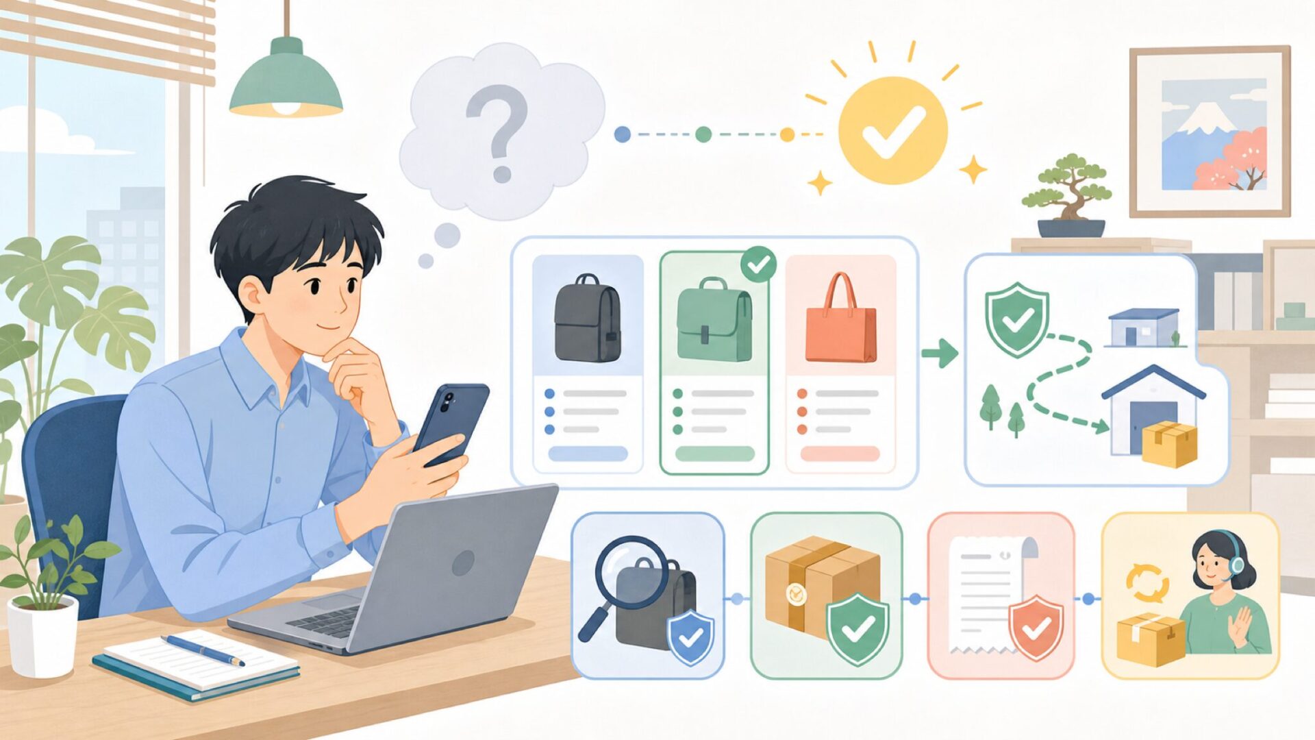 OIWASを日本で購入する際に知っておくべきことを表すイラスト