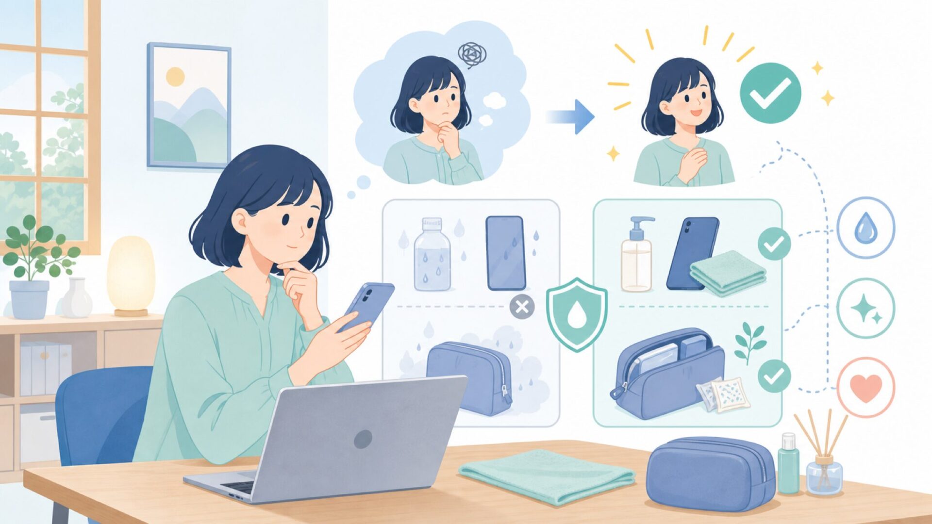 加水分解を遅らせるメンテナンスの基本を表すイラスト