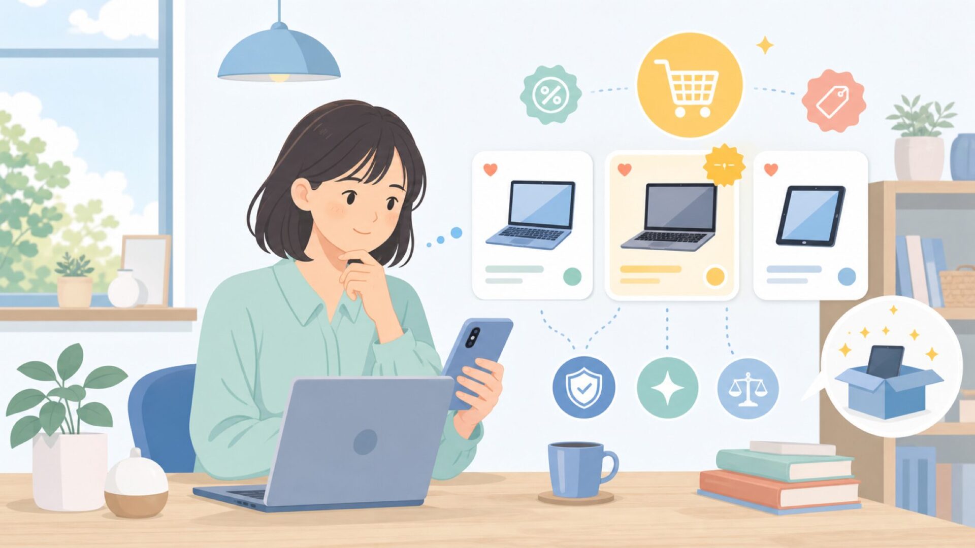 TechGoをAmazonでお得に買う方法を表すイラスト