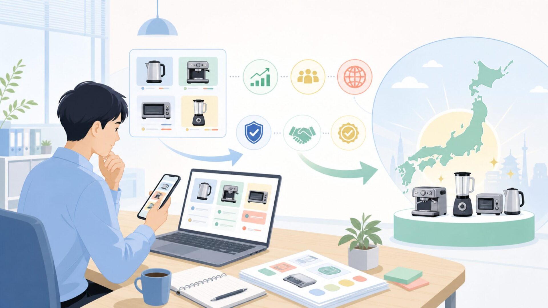 Sage Appliancesの最新動向と日本上陸の可能性を表すイラスト