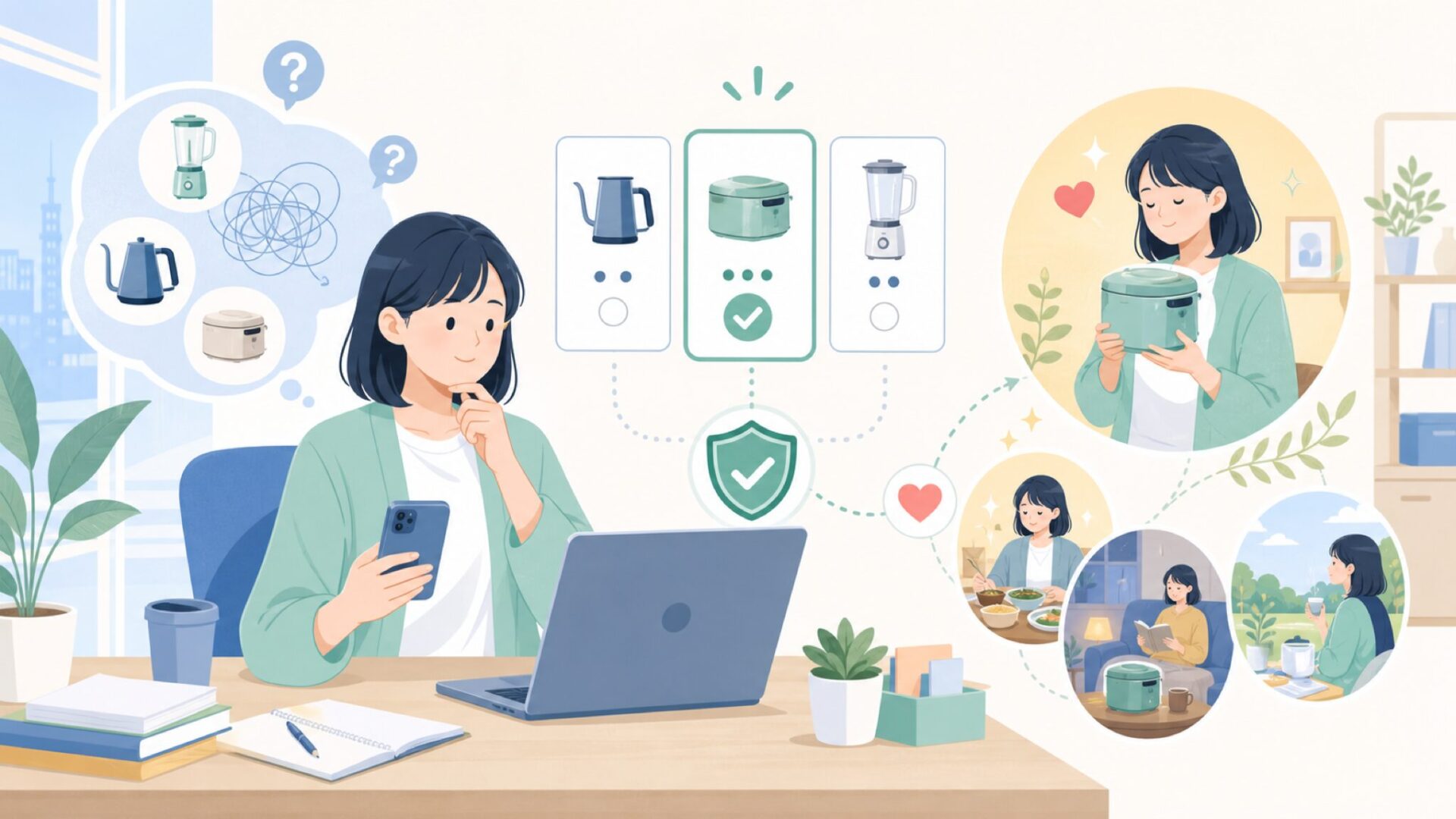 拡張で広がる楽しみ方｜買ったあとの満足度を表すイラスト