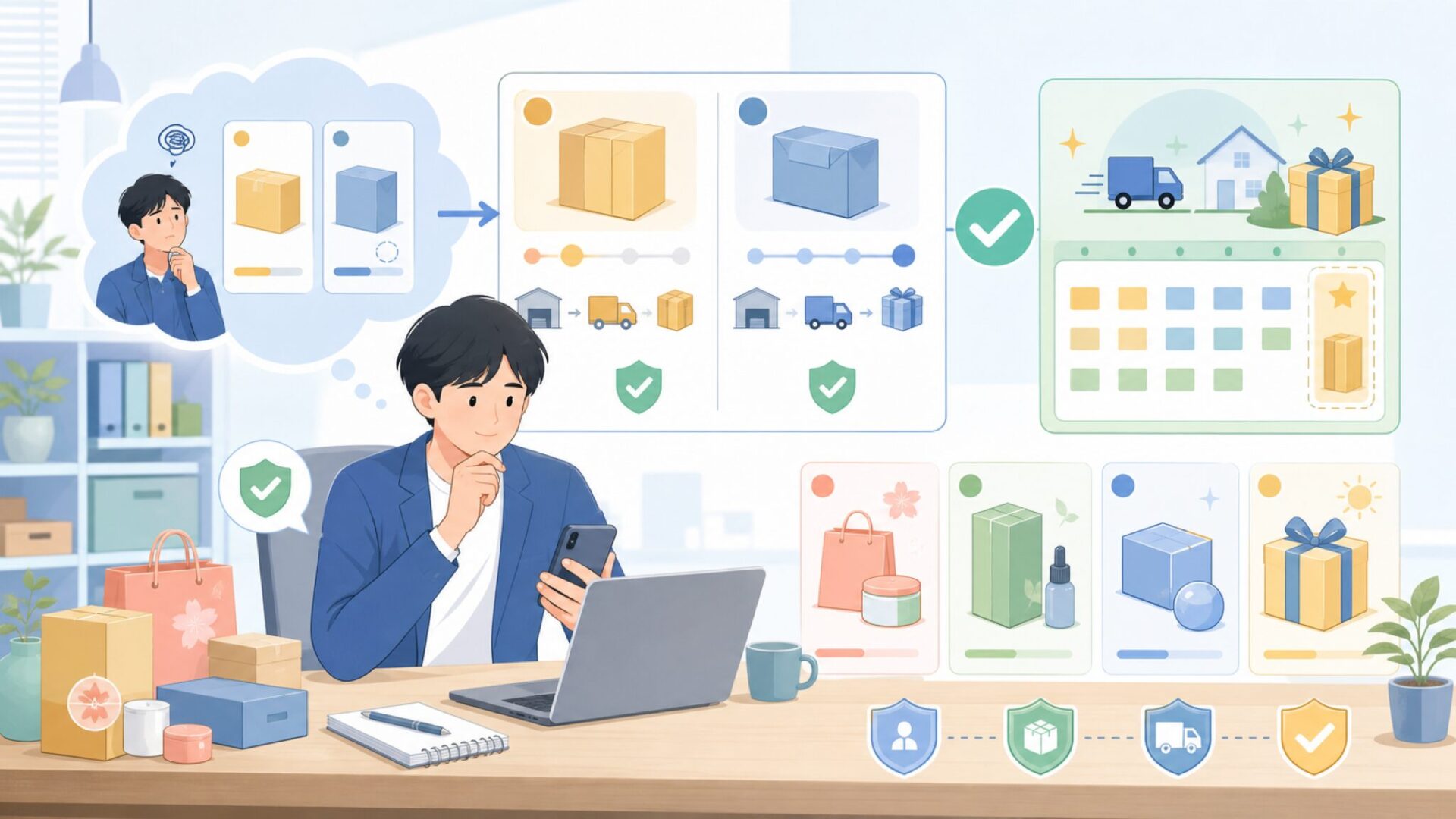 お取り寄せ・予約商品の入荷時期と失敗しない対策を表すイラスト