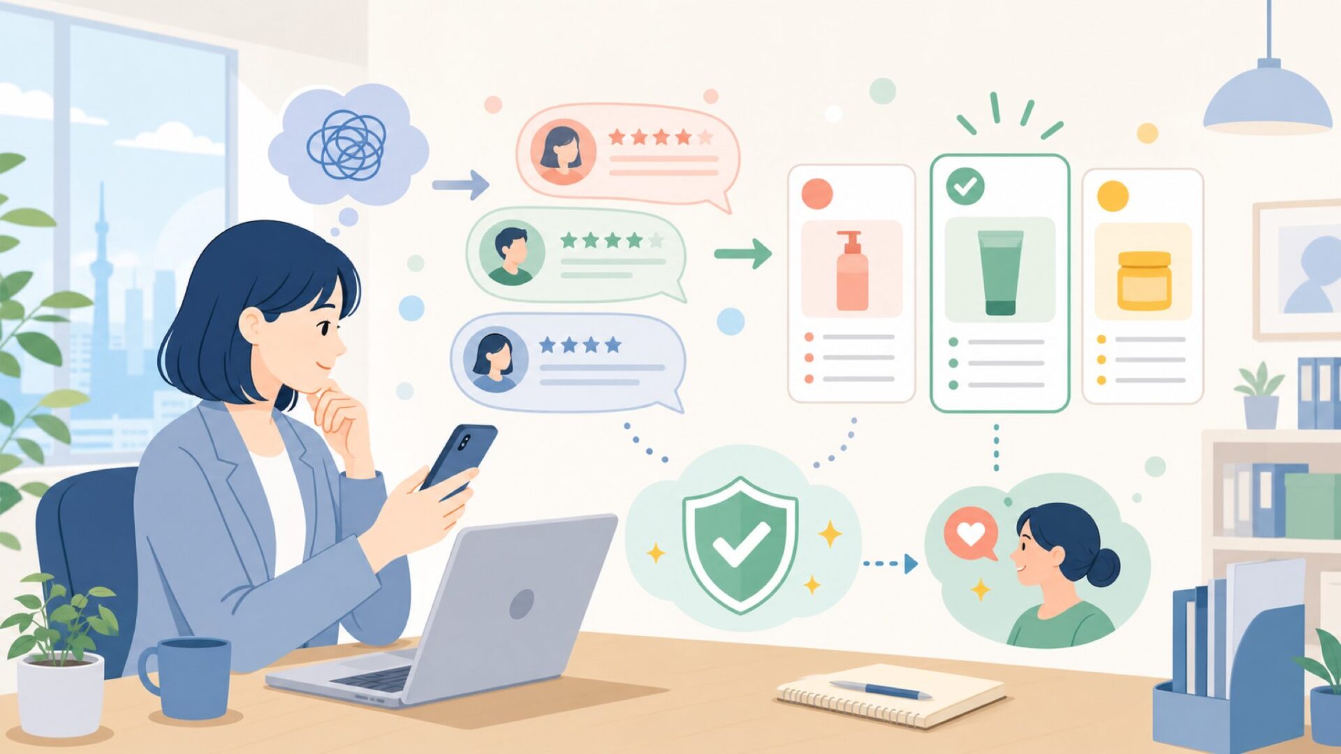 実際に使った人たちのリアルな声を表すイラスト