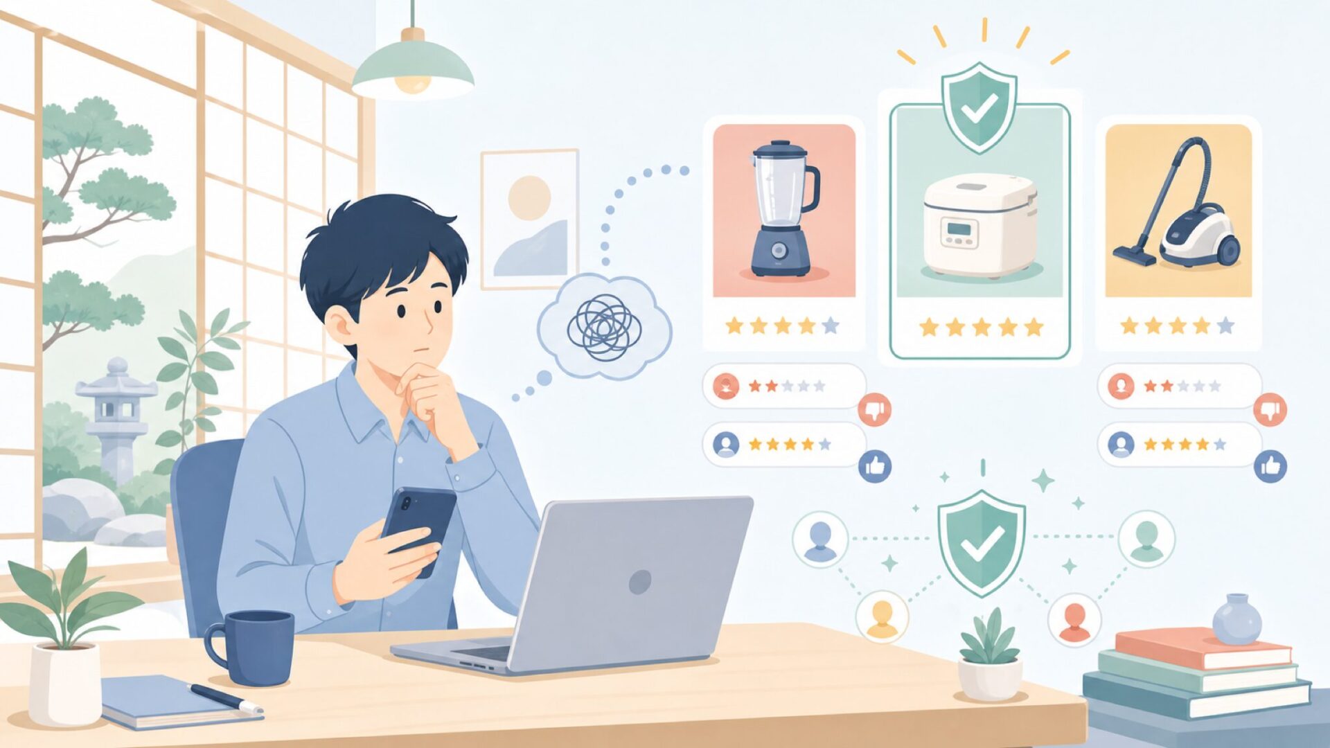 利用者の評判から見るAUKEYの信頼性を表すイラスト
