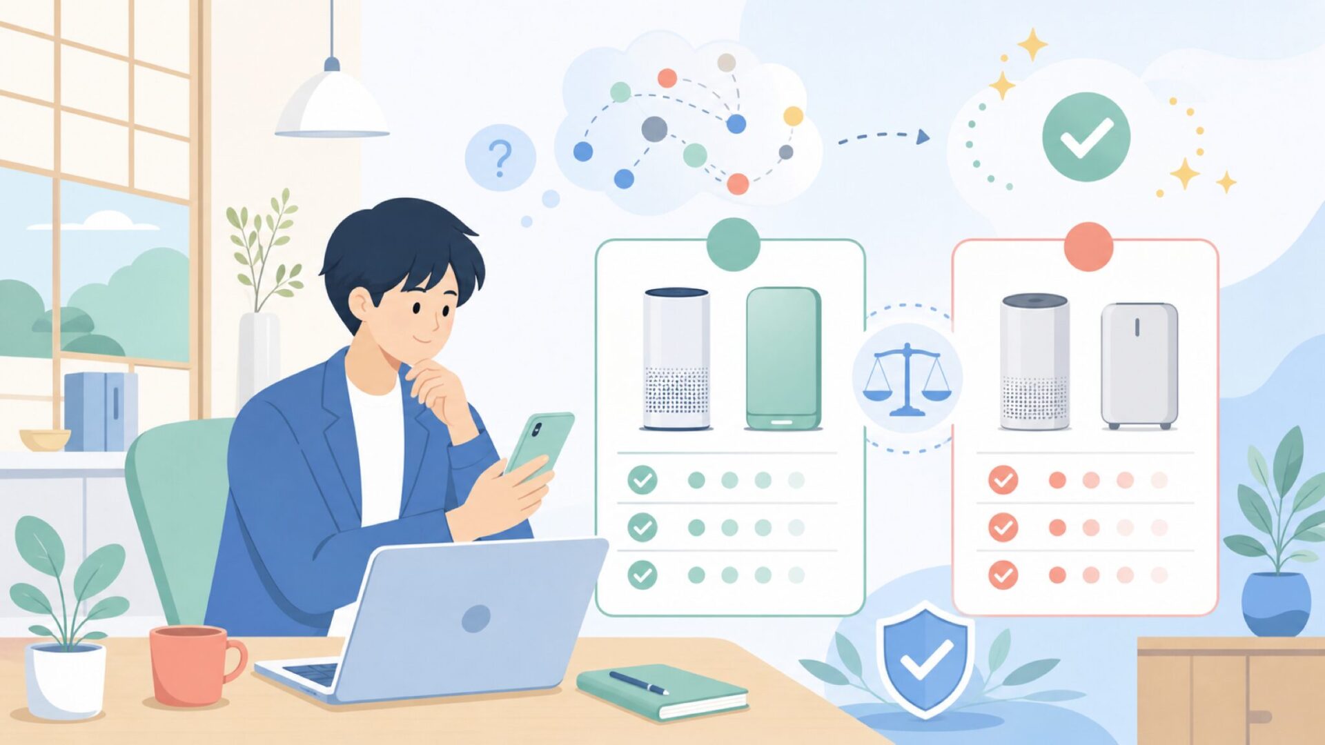 Airversaと競合ブランドを比較——あなたに向いているのはどちらかを表すイラスト
