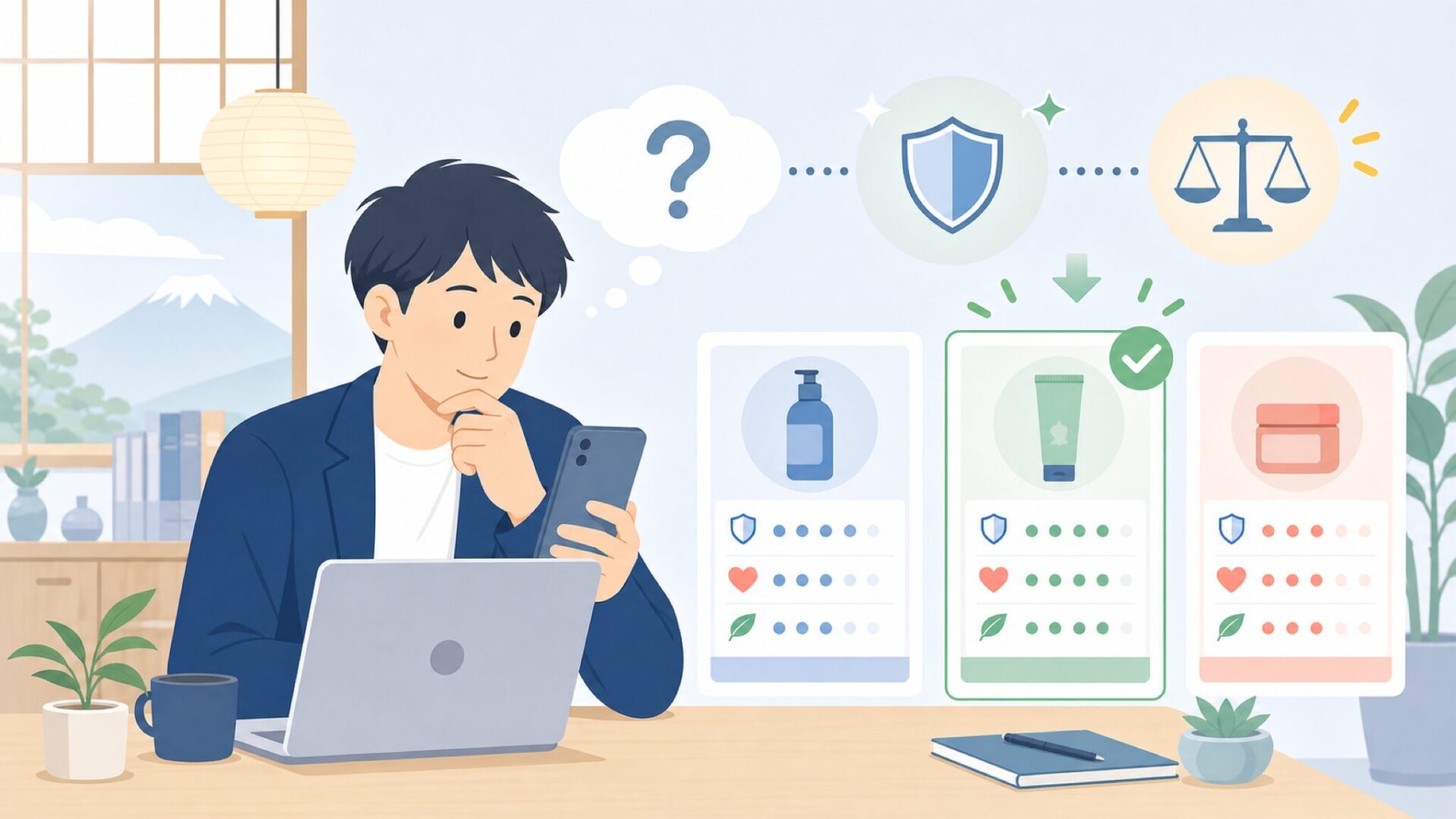 Ortizanと同価格帯ブランドを正直に比較するを表すイラスト