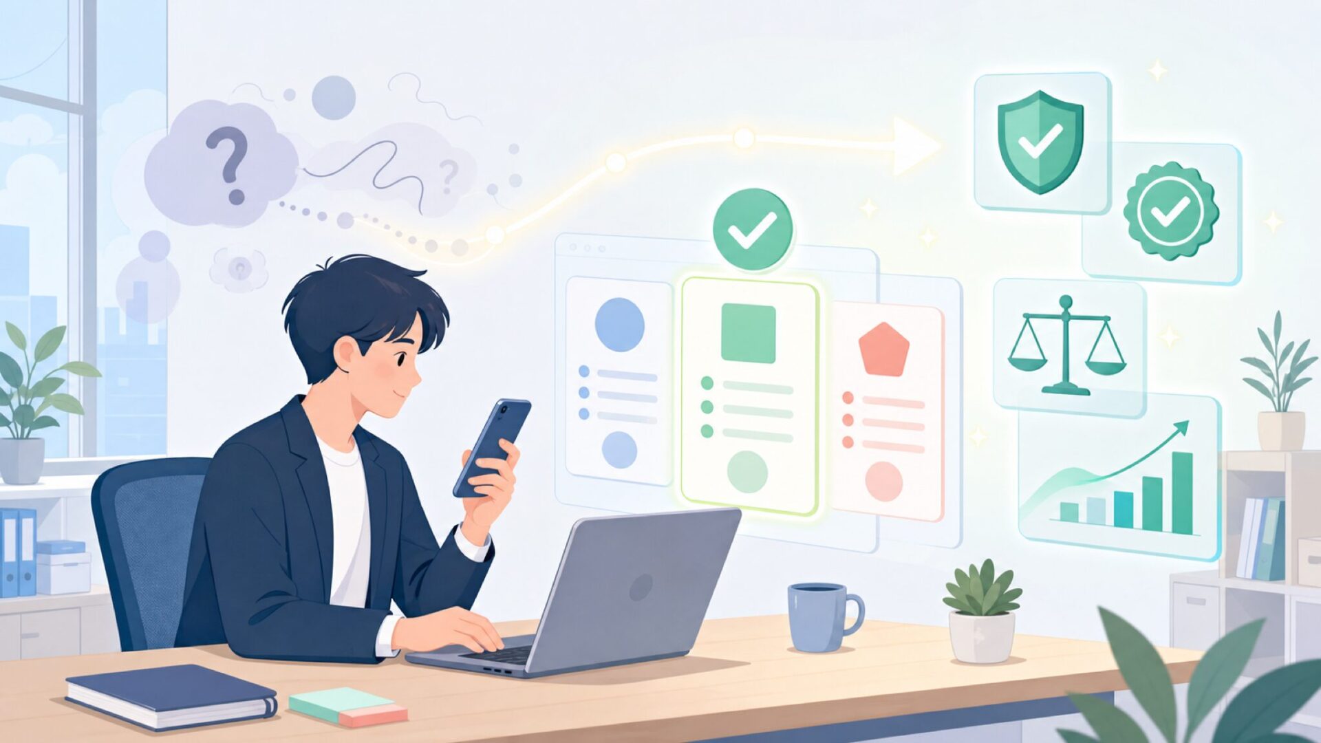 Adyenは信頼できる会社？上場企業としての透明性と安心の根拠を表すイラスト