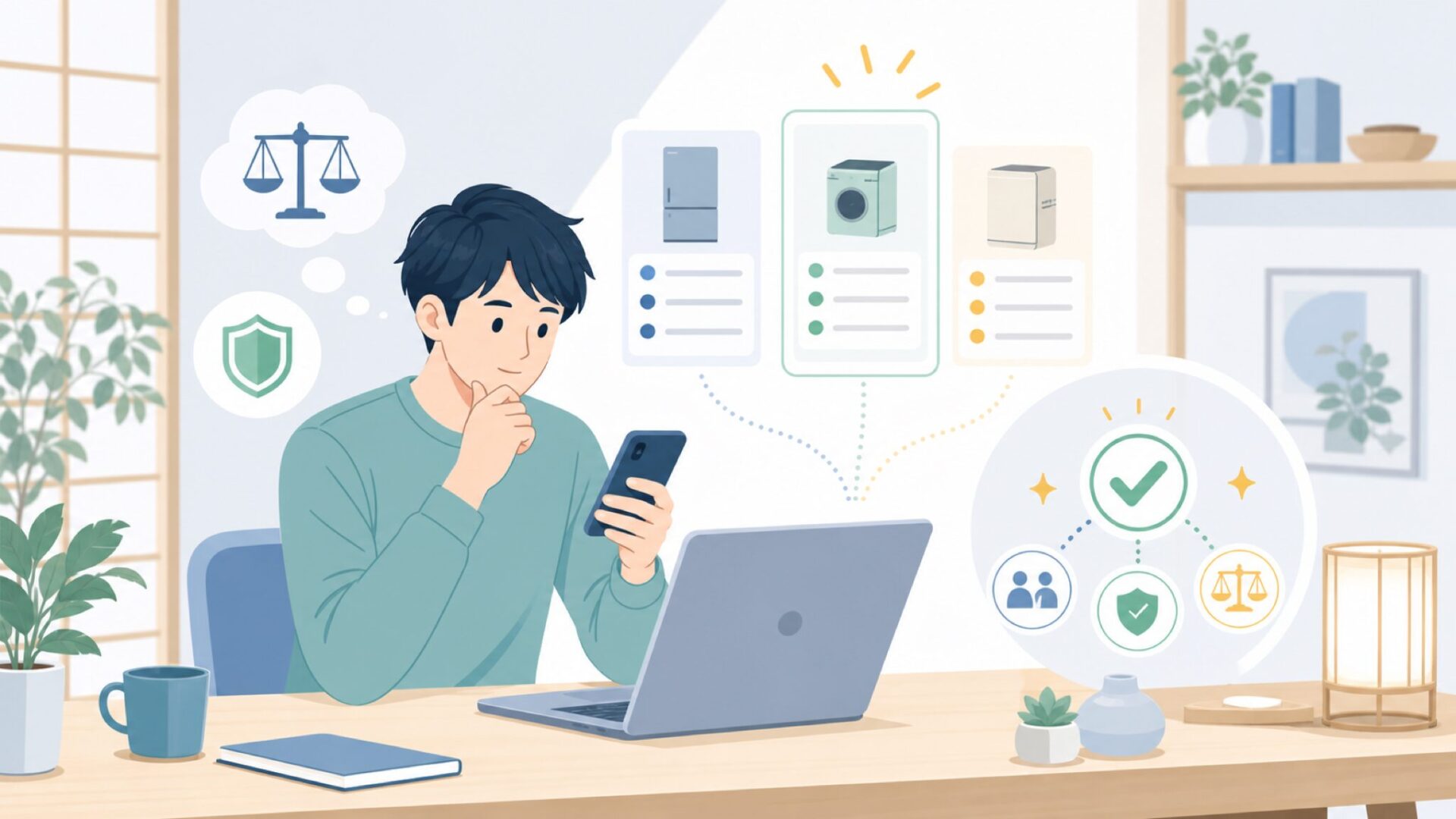 どんな人にCOMFEEが合うか——日本ブランドと比較して選ぶを表すイラスト