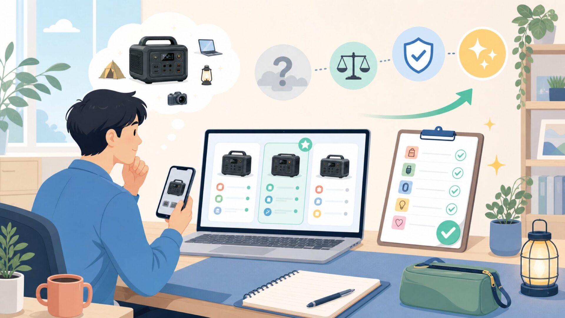 ALLPOWERSを購入する前に確認すべきチェックリストを表すイラスト