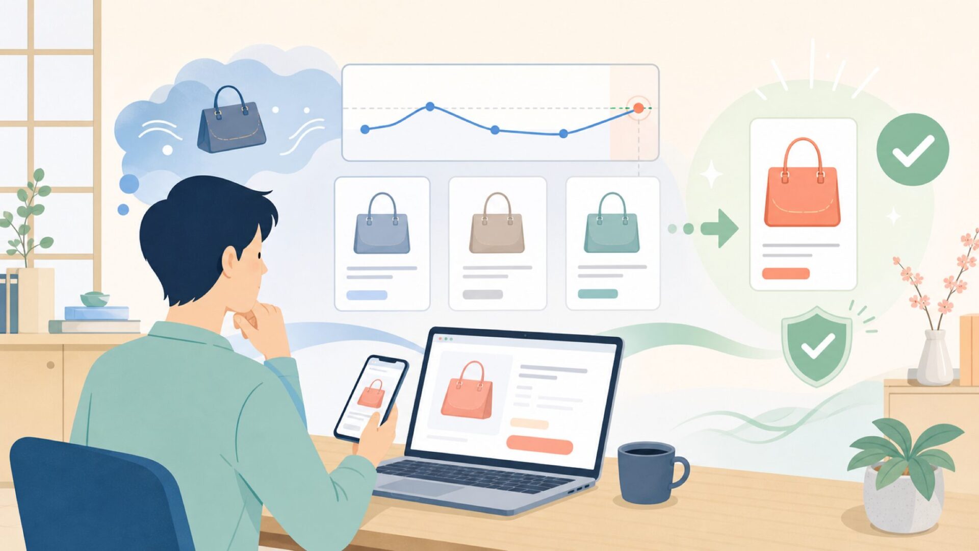 BOSTANTENの価格推移とお得な買い時を表すイラスト