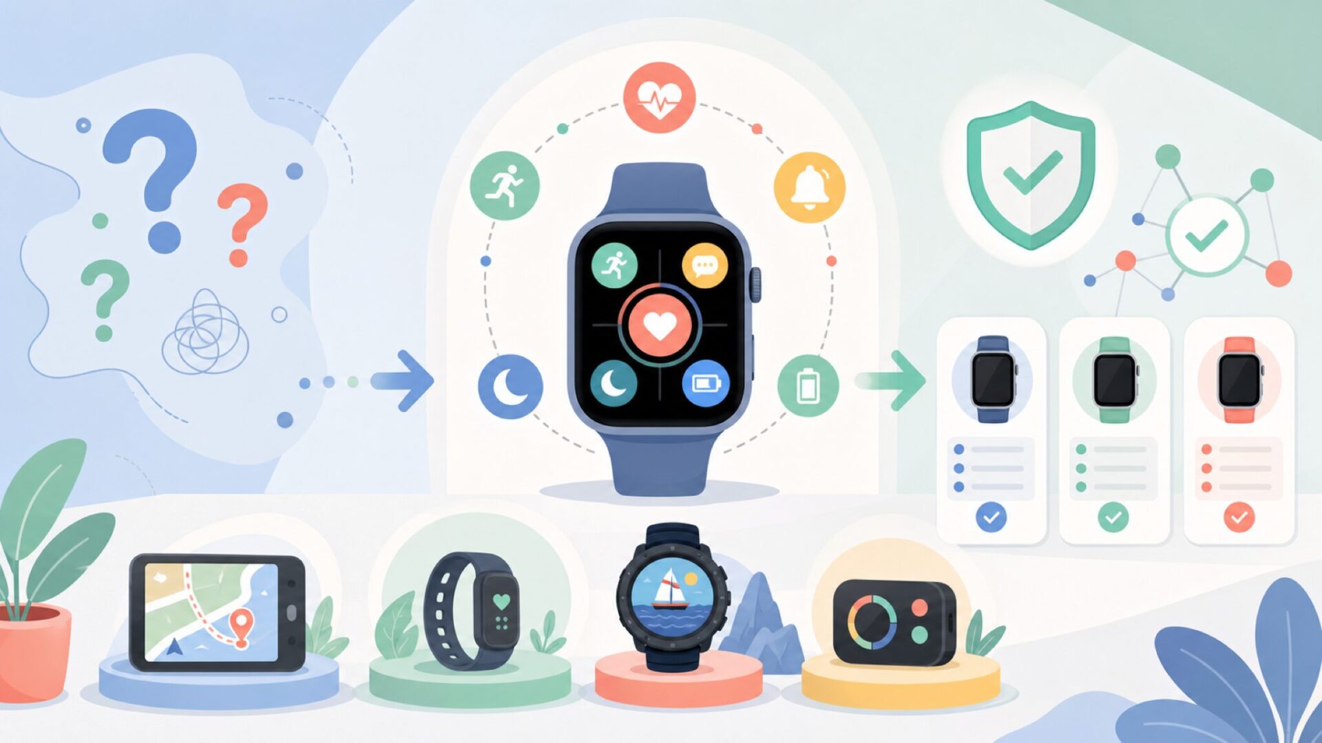 Garminが作っている製品ジャンル——スマートウォッチだけじゃないを表すイラスト