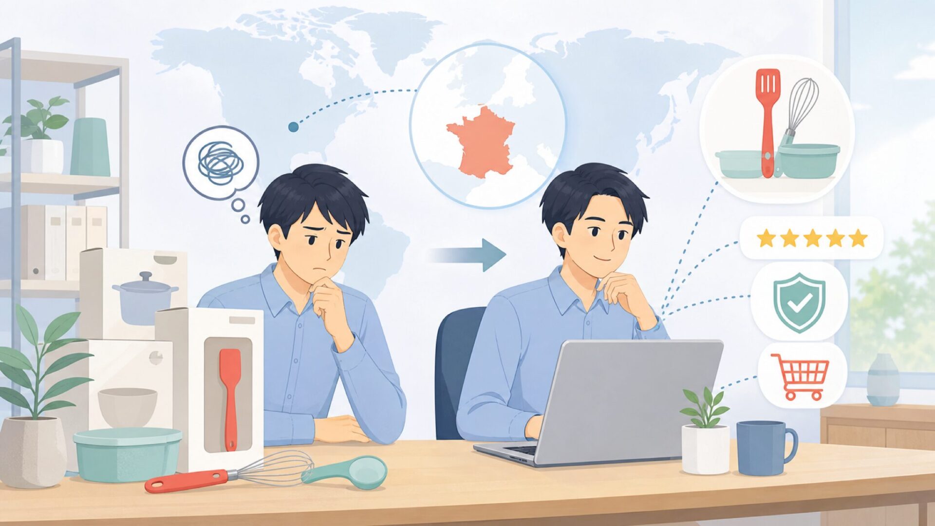 Mastradはどこの国?フランス生まれの安心キッチンブランドの要点を表すイラスト
