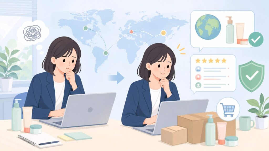 Geek & Gorgeousはどこの国？正規品と人気商品ガイドの要点を表すイラスト