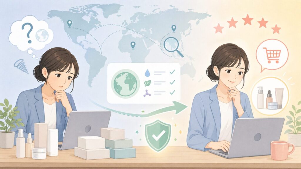Medik8はどこの国のブランド?特徴・成分・人気ラインを解説の要点を表すイラスト