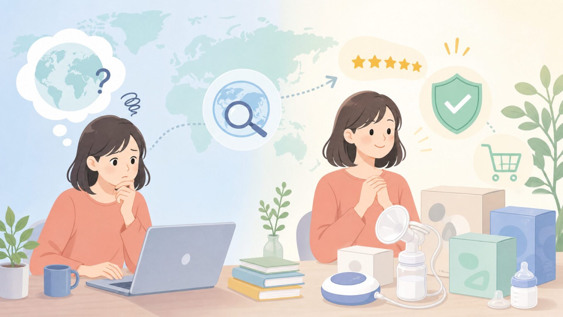 Lansinohはどこの国のブランド?搾乳器の特徴と選び方の要点を表すイラスト