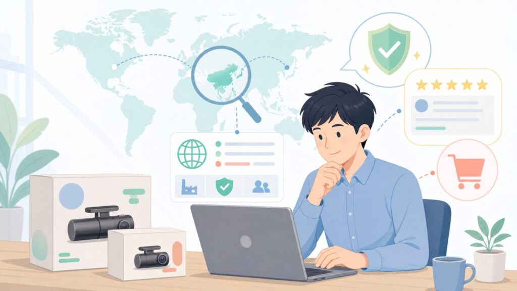 DDPAIドライブレコーダーはどこの国のメーカー？評判を解説の要点を表すイラスト