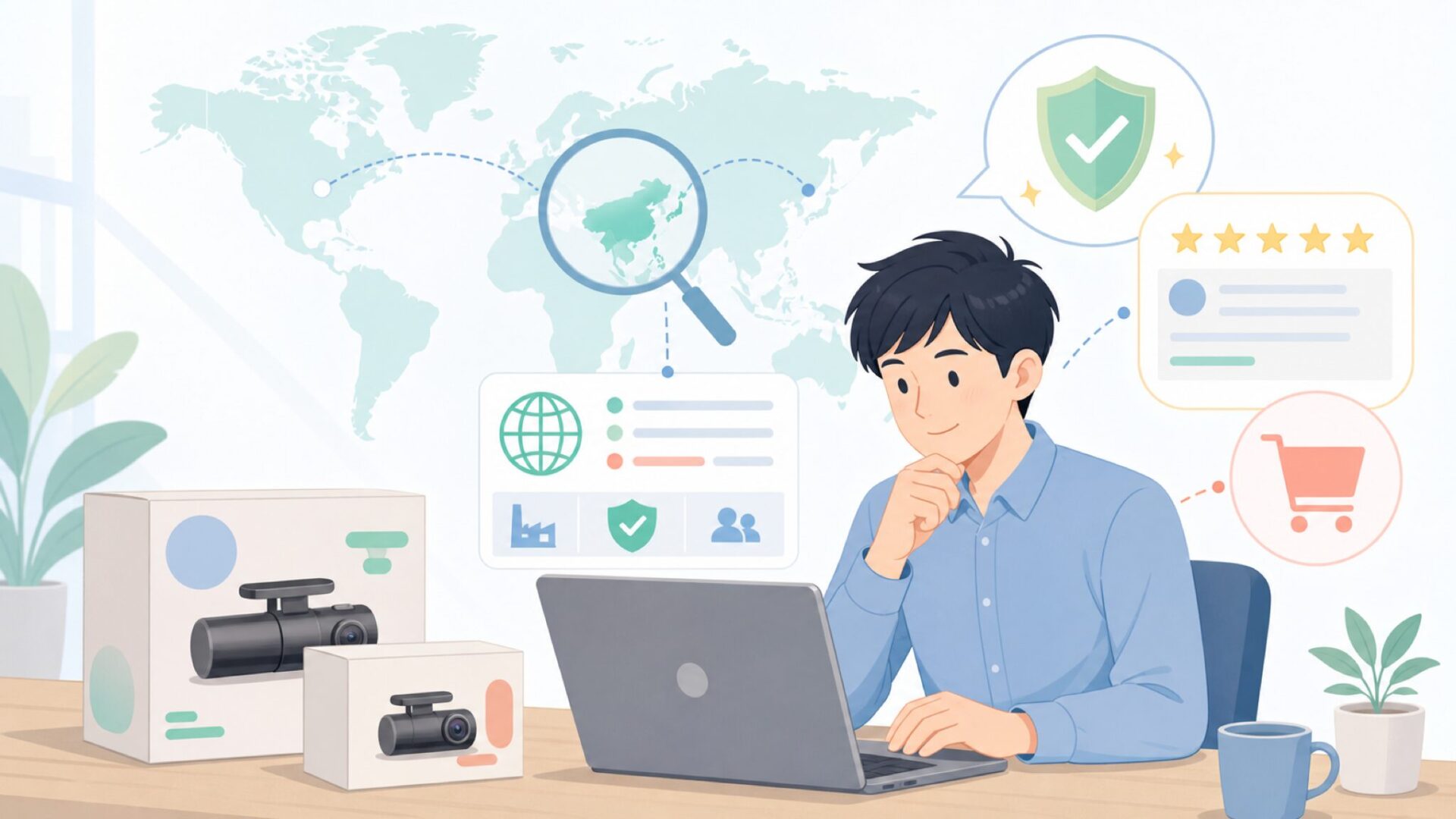DDPAIドライブレコーダーはどこの国のメーカー?評判を解説の要点を表すイラスト