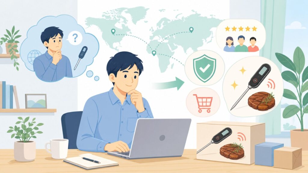 MEATER温度計はどこの国のブランド?特徴と価格を徹底解説の要点を表すイラスト