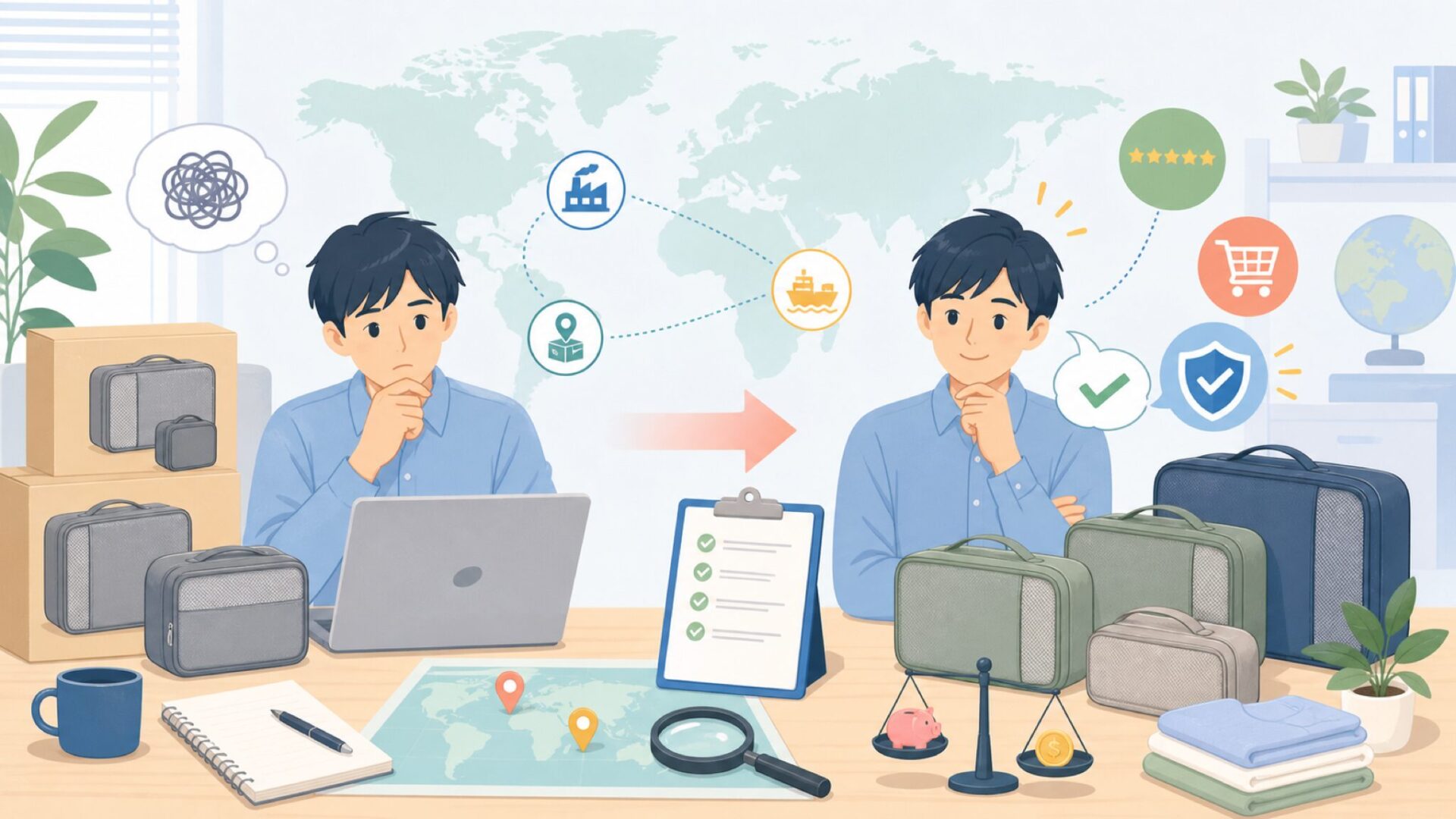 TravelWiseはどこの国?パッキングキューブの正体と口コミを検証の要点を表すイラスト