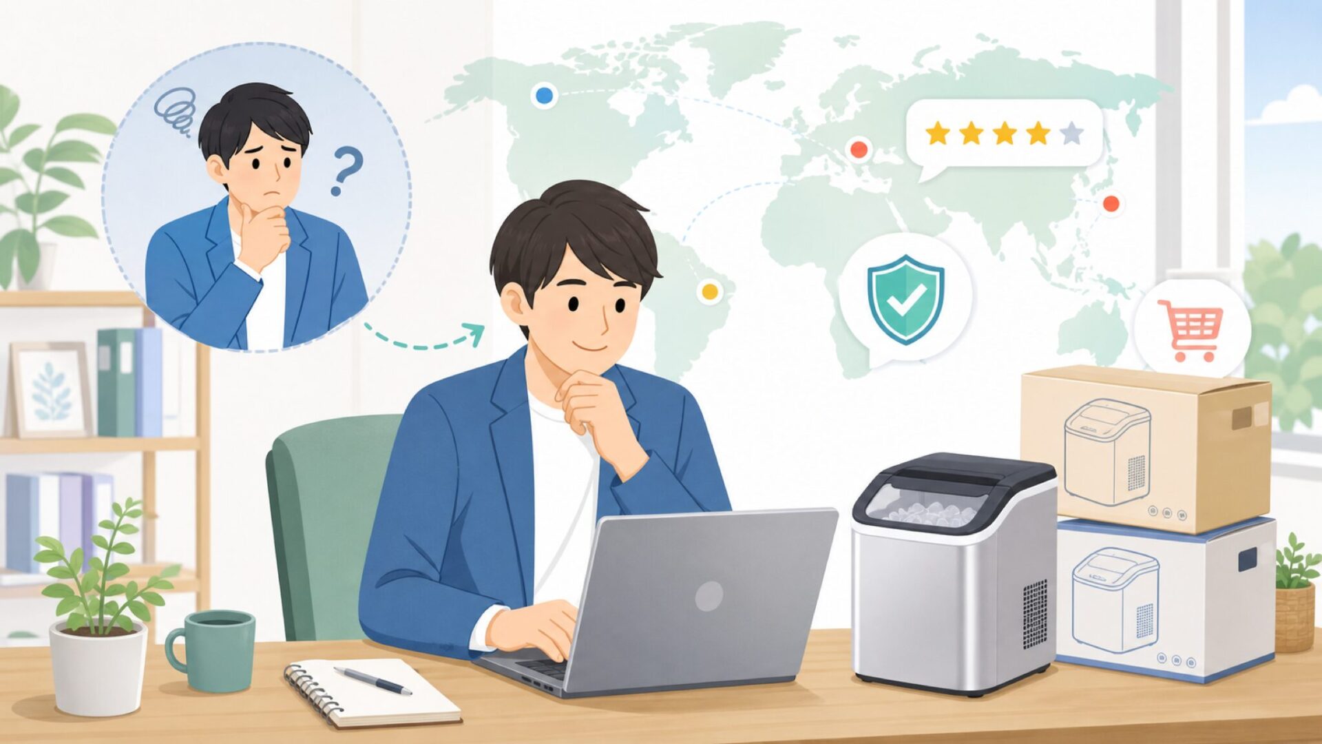 ROVSUN製氷機はどこの国のブランド？会社概要と信頼性を解説の要点を表すイラスト