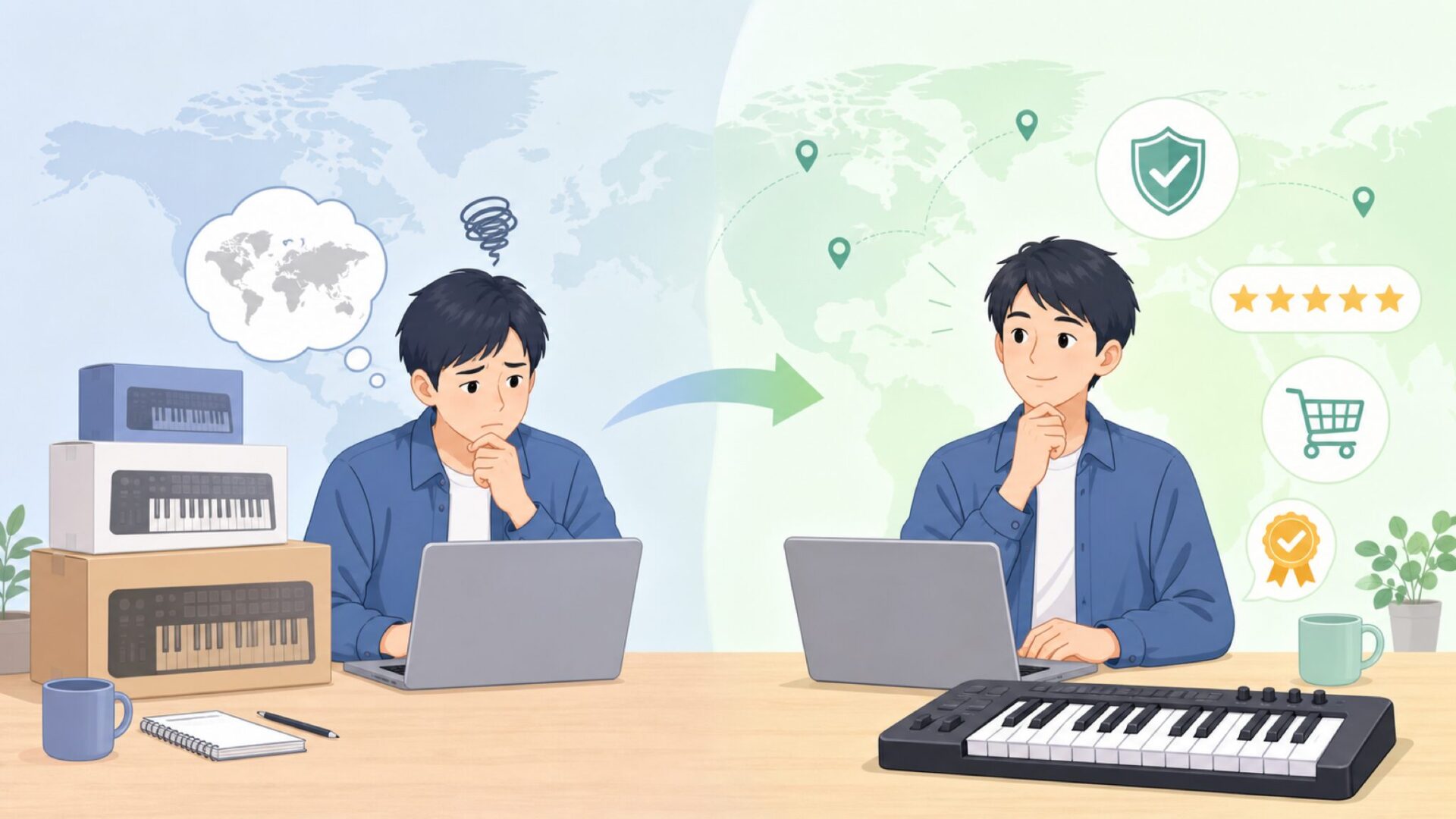 Nektarはどこの国のブランド?MIDIキーボードの評判を解説の要点を表すイラスト