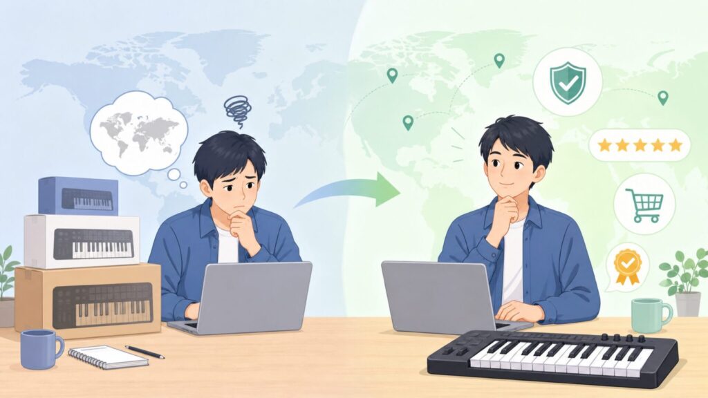 Nektarはどこの国のブランド?MIDIキーボードの評判を解説の要点を表すイラスト