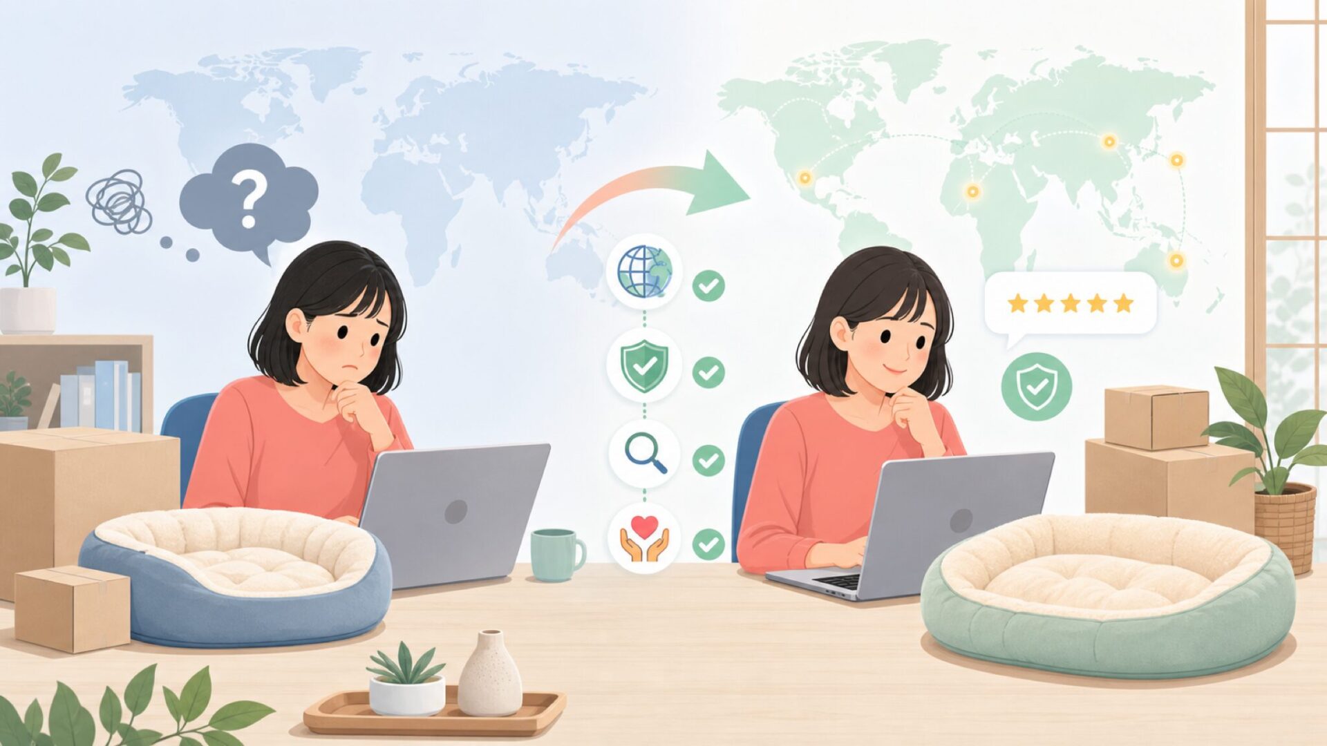 FurHavenペットベッドはどこの国？安全性と選び方ガイドの要点を表すイラスト