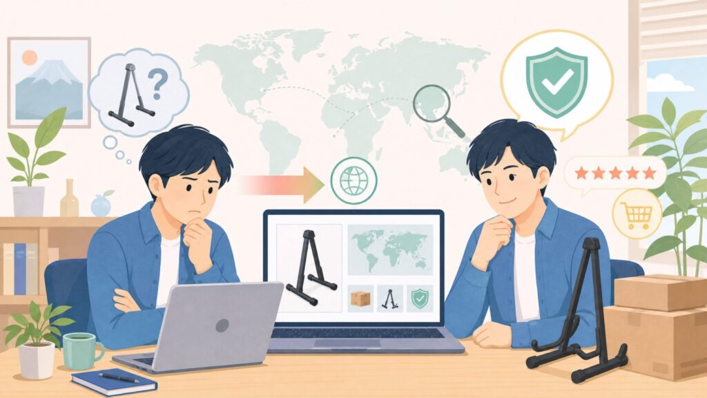 Gator Frameworksはどこの国?ギタースタンドの実力の要点を表すイラスト
