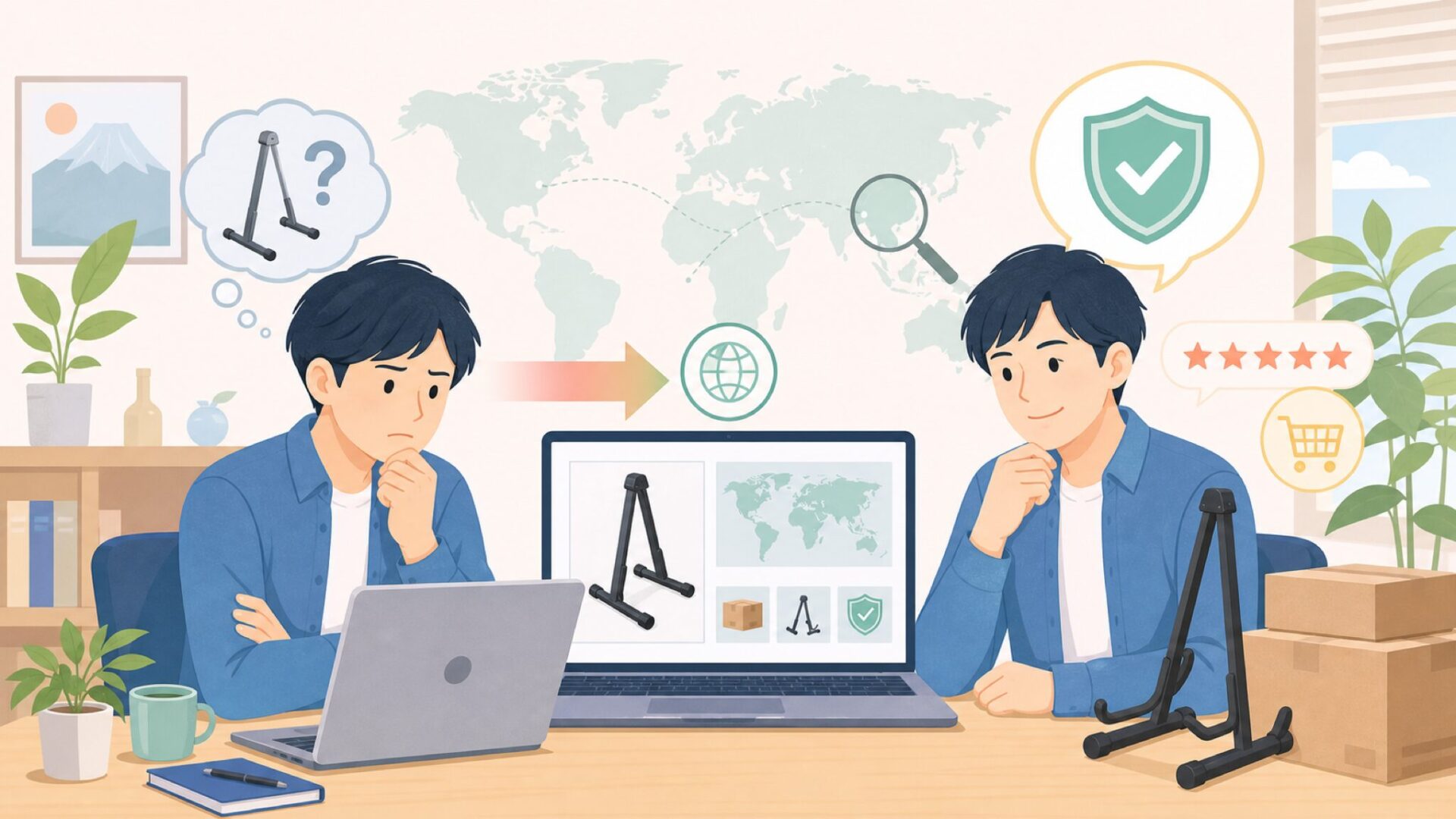 Gator Frameworksはどこの国?ギタースタンドの実力の要点を表すイラスト