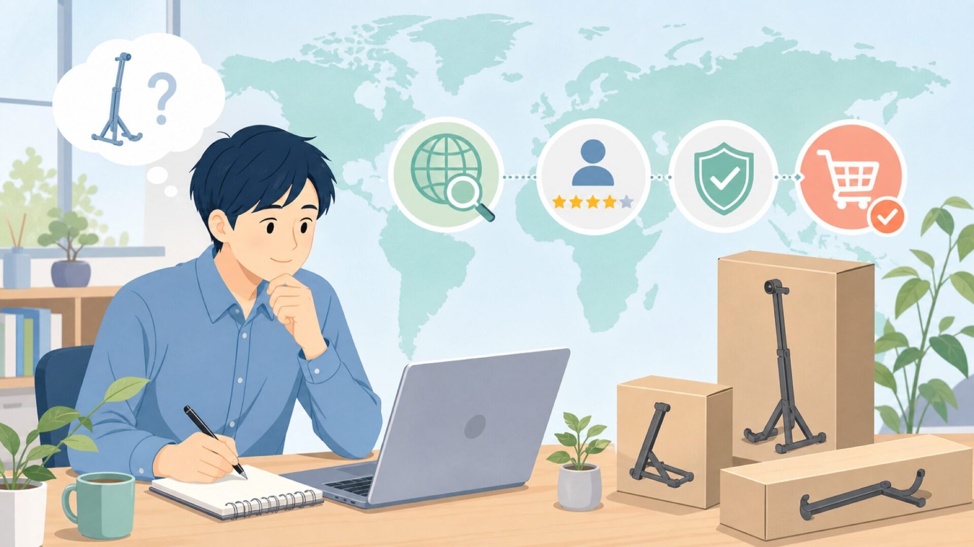 CAHAYAギタースタンドはどこの国?評判と安定性を徹底解説の要点を表すイラスト