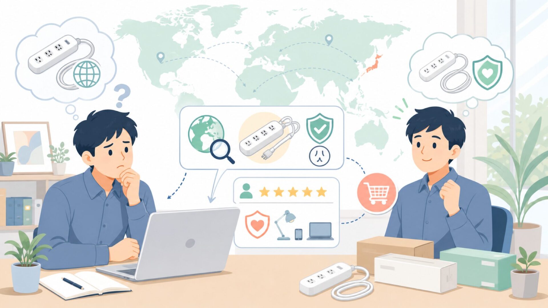 Addtam電源タップどこの国？安全性とPSE表示を購入前に確認の要点を表すイラスト