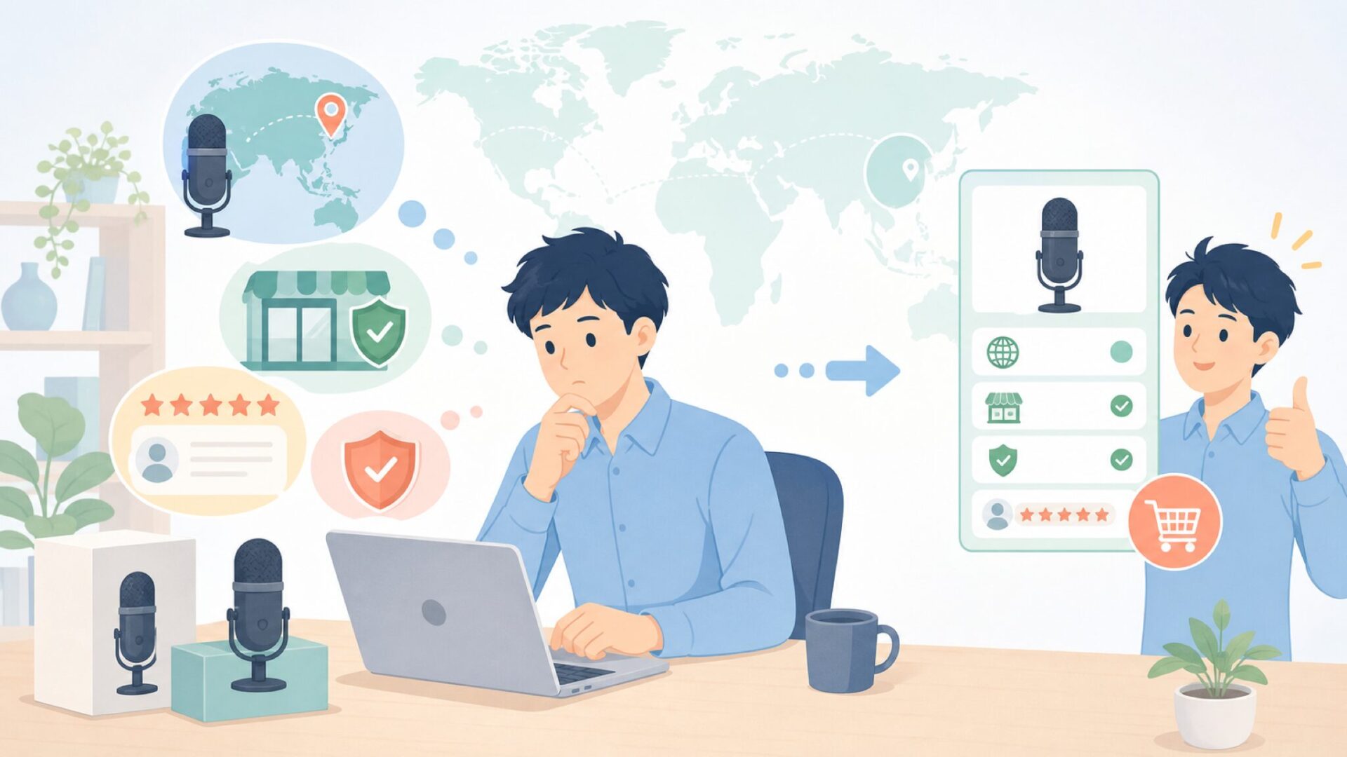 Movoマイクはどこの国のブランド?怪しさと信頼性を確認する方法の要点を表すイラスト