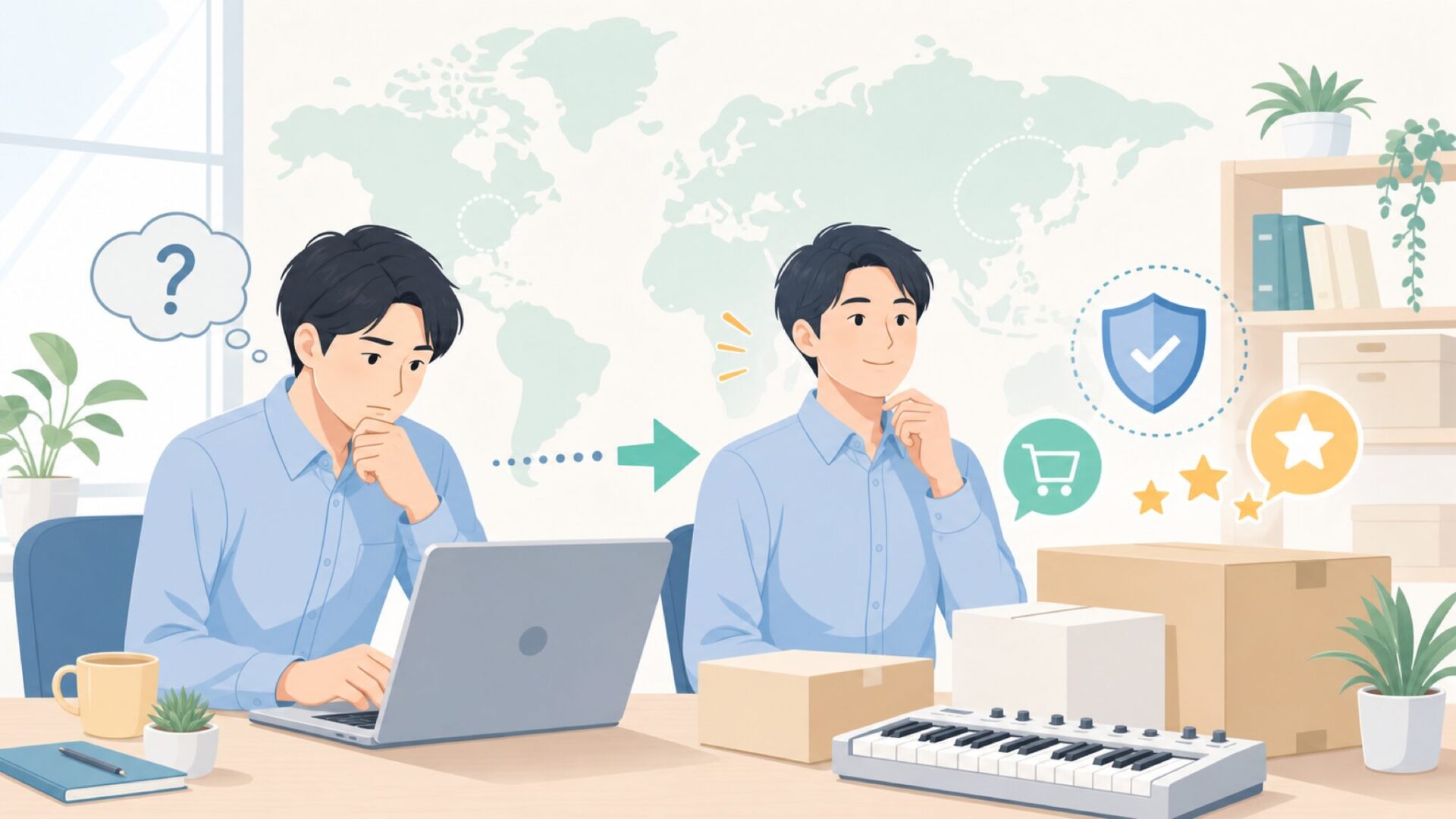 Donner MIDIキーボードはどこの国?中国ブランドの実力と選び方の要点を表すイラスト