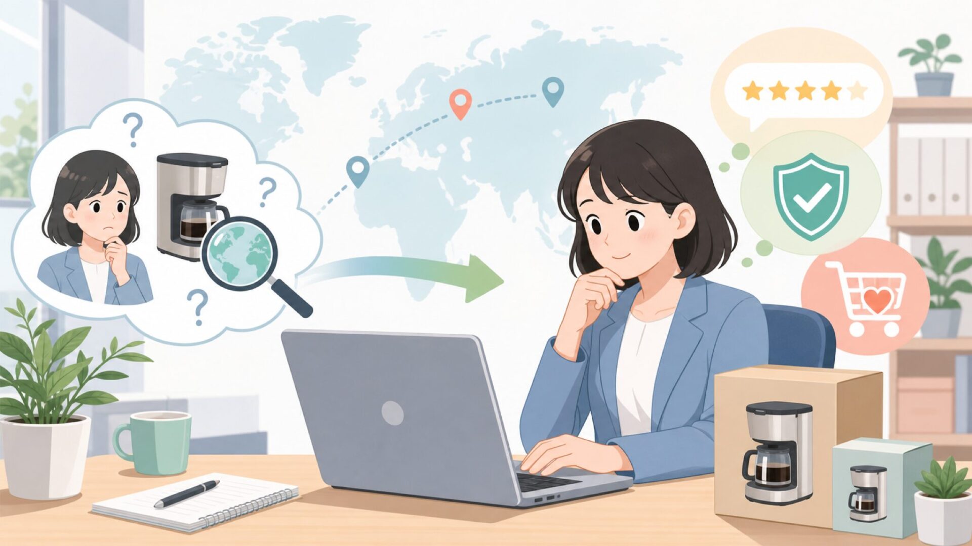 CHULUXコーヒーメーカーはどこの国？信頼性と評判を確認の要点を表すイラスト