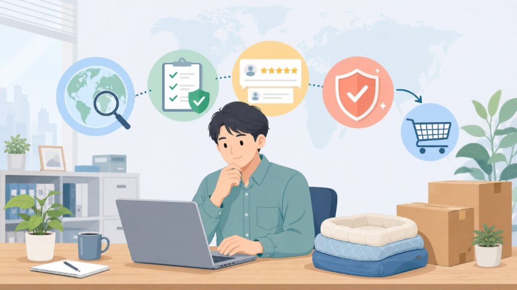 DCT koiowsはどこの国?ペットシーツの原産国と実力を確認の要点を表すイラスト