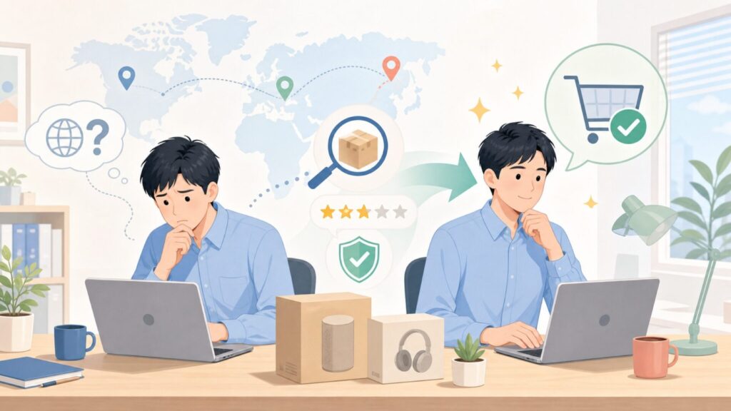 Ninkearはどこの国のメーカー？評判・危険性を徹底解説の要点を表すイラスト