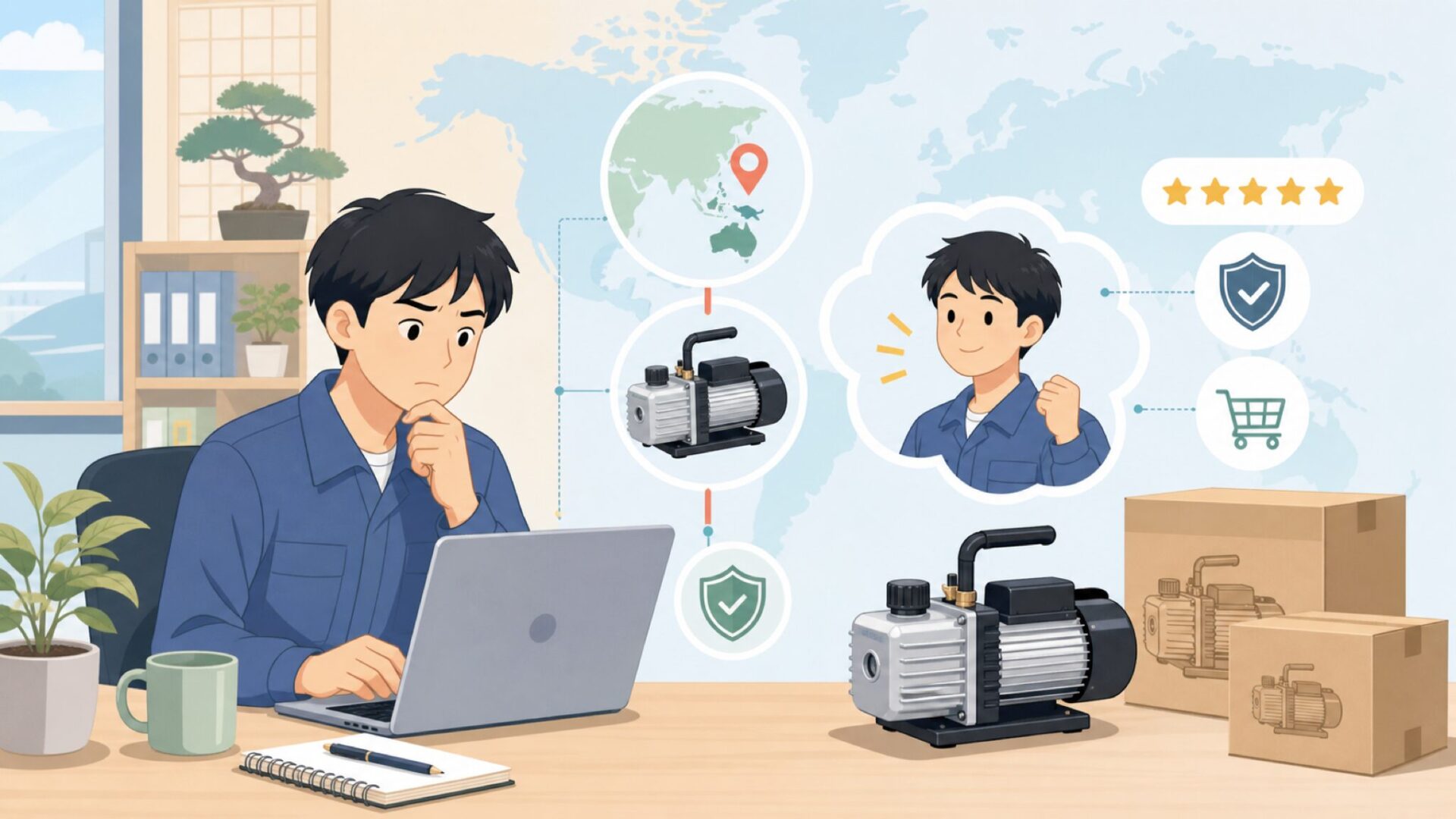 Packlyxの真空ポンプはどこの国のブランド?特徴と選び方の要点を表すイラスト
