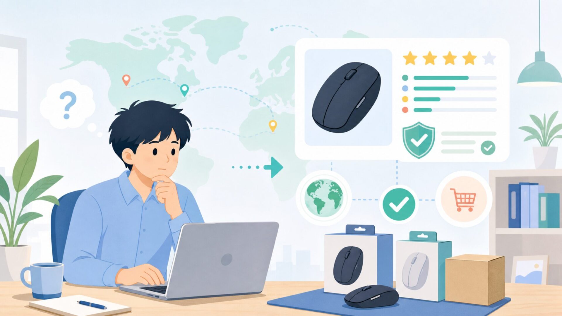 Uiosmuphマウスはどこの国？評判・価格・選び方を徹底解説の要点を表すイラスト
