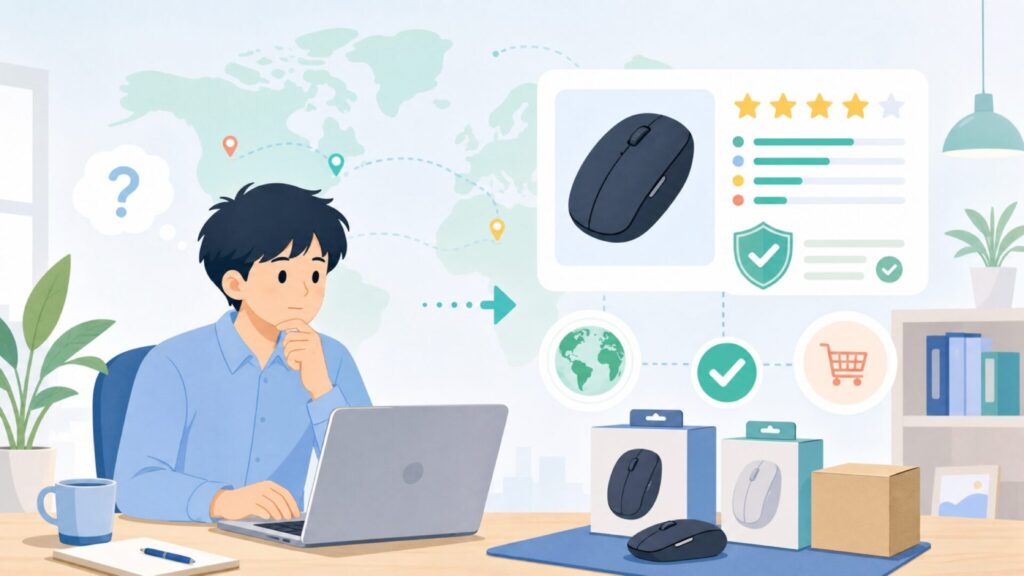 Uiosmuphマウスはどこの国?評判・価格・選び方を徹底解説の要点を表すイラスト