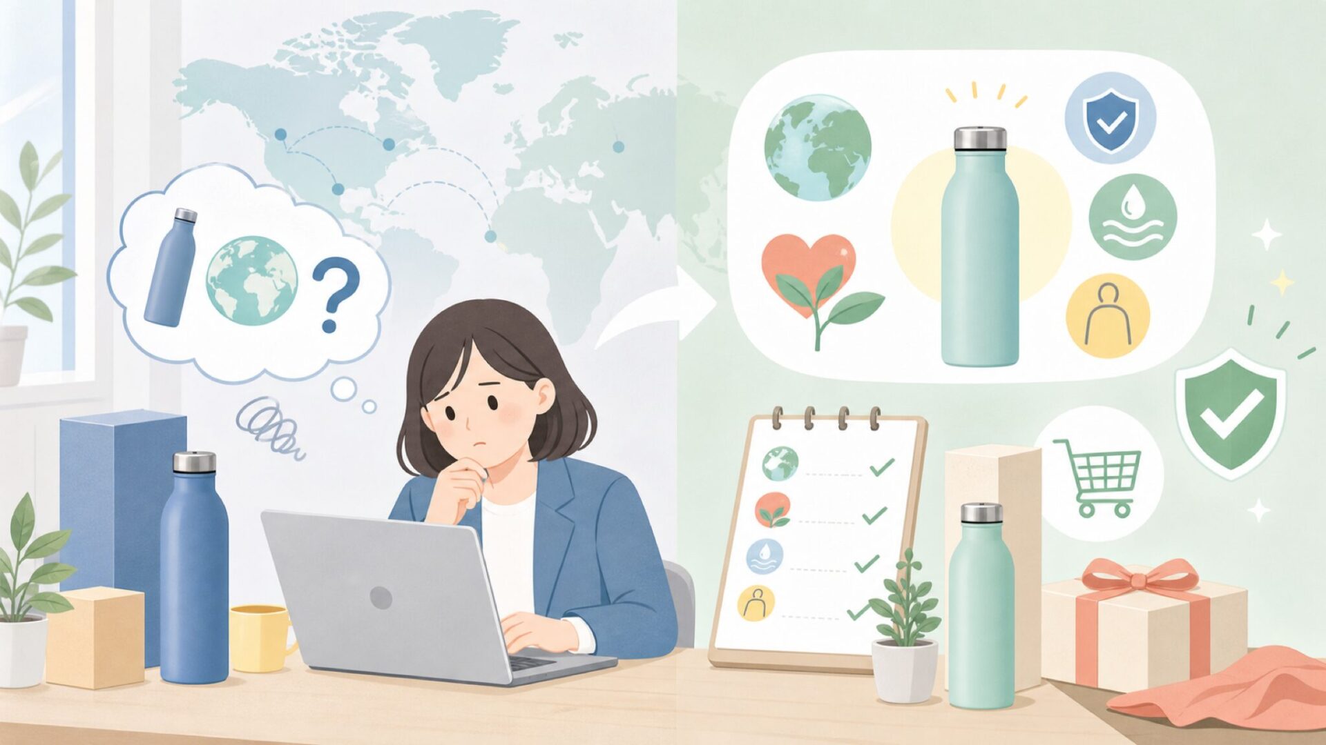 24Bottlesはどこの国？イタリア発ブランドの特徴と購入ガイドの要点を表すイラスト